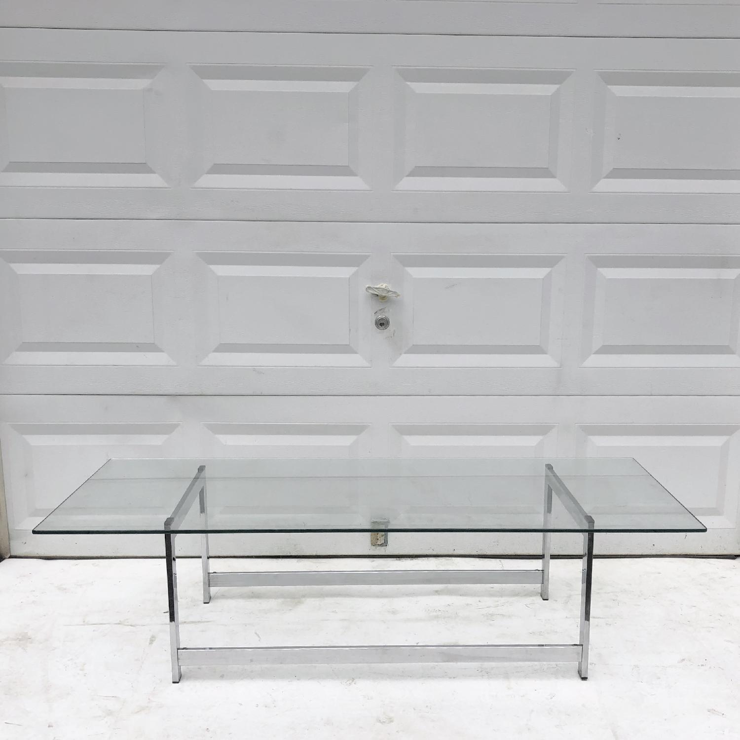 Mid-Century Modern Chrome & Glass Coffee Table - image-1