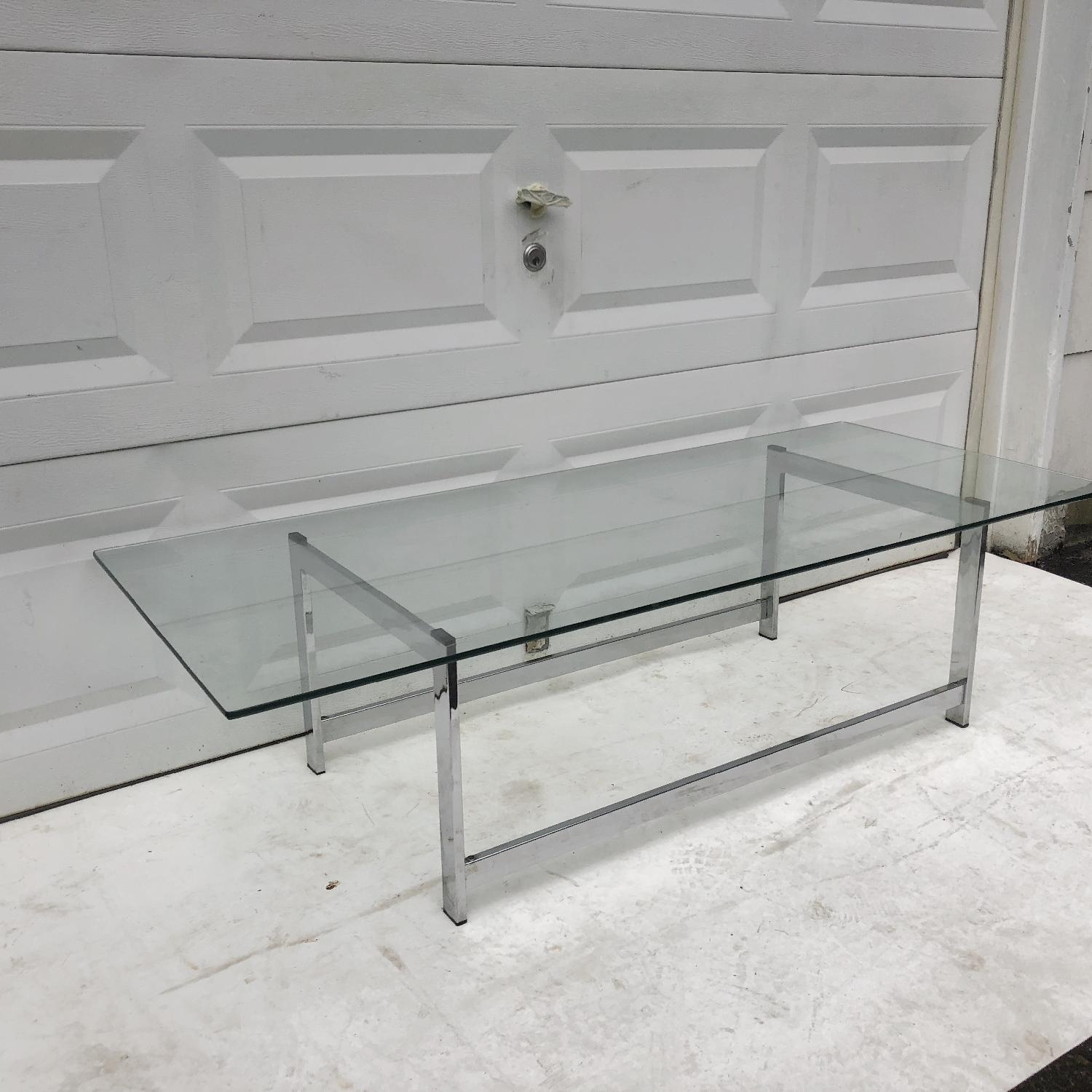Mid-Century Modern Chrome & Glass Coffee Table - image-8