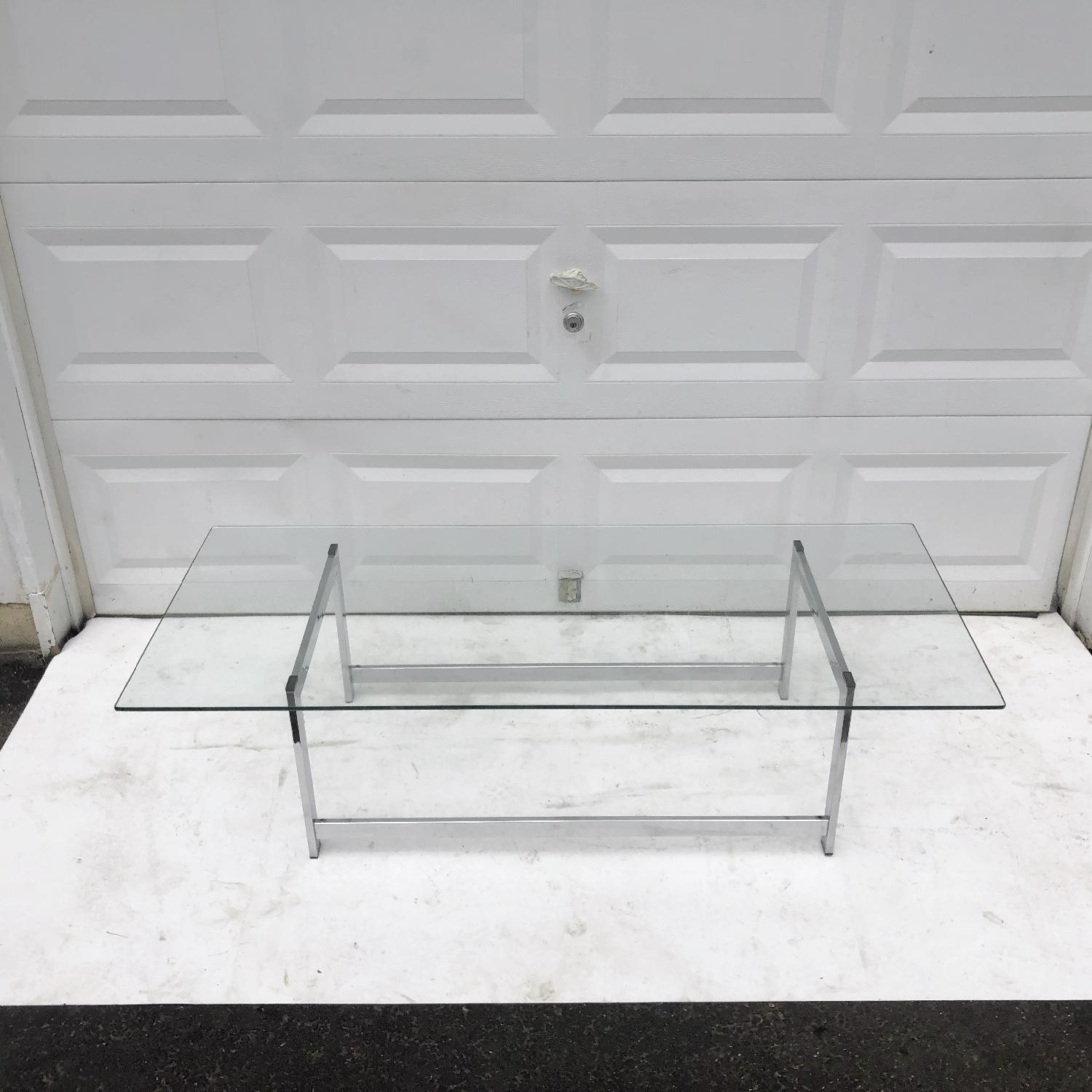 Mid-Century Modern Chrome & Glass Coffee Table - image-4