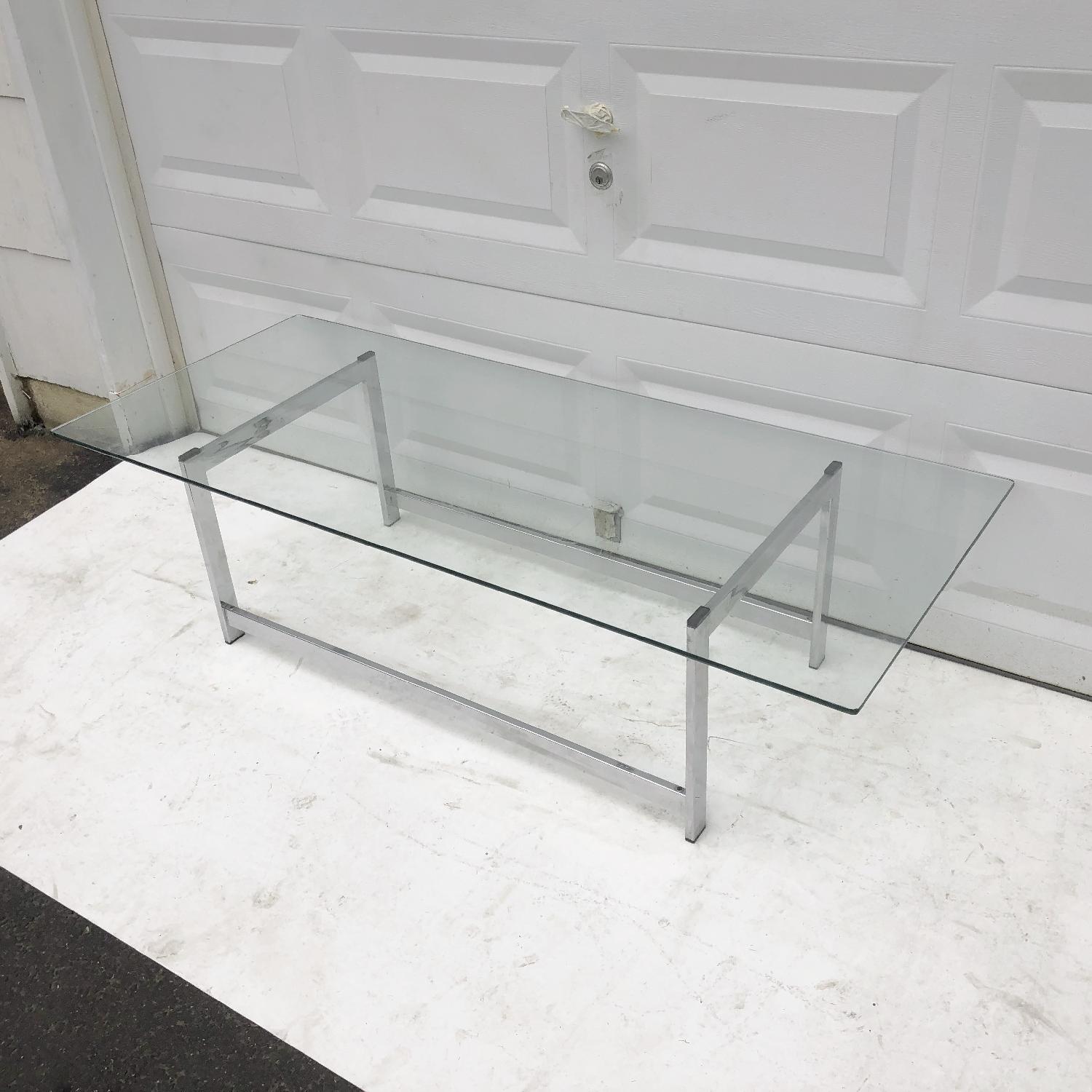 Mid-Century Modern Chrome & Glass Coffee Table - image-10