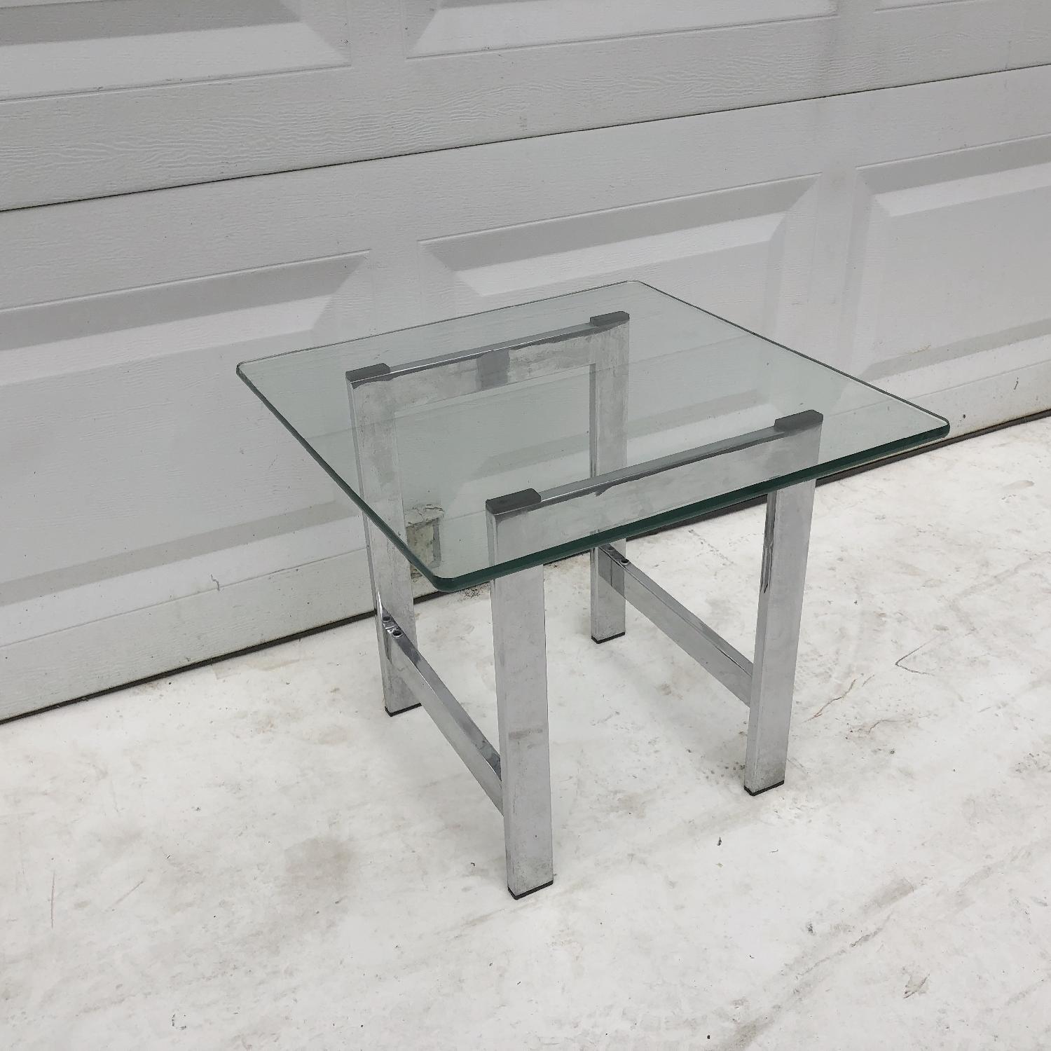 Mid-Century Modern Chrome and Glass End Table - image-2