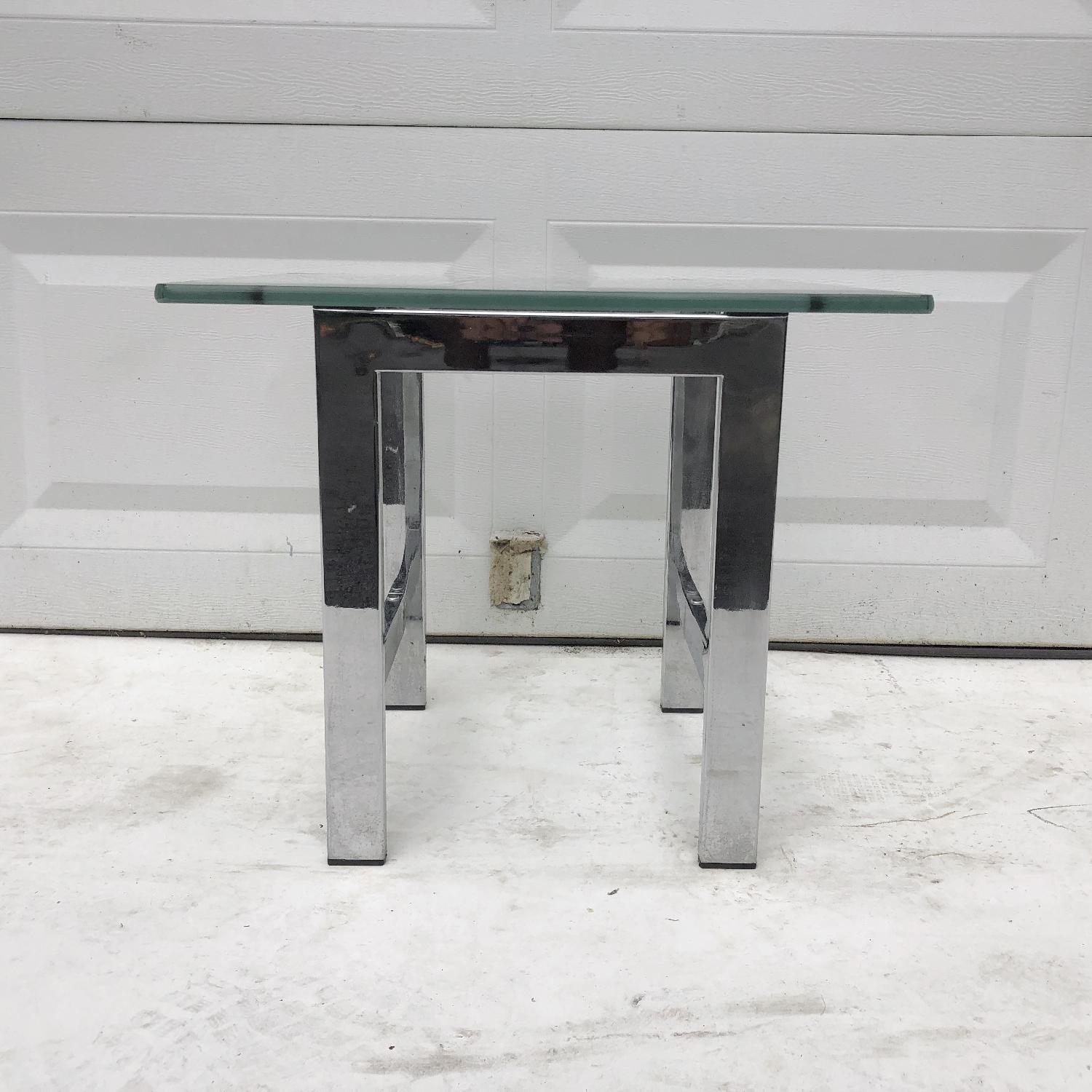 Mid-Century Modern Chrome and Glass End Table - image-9