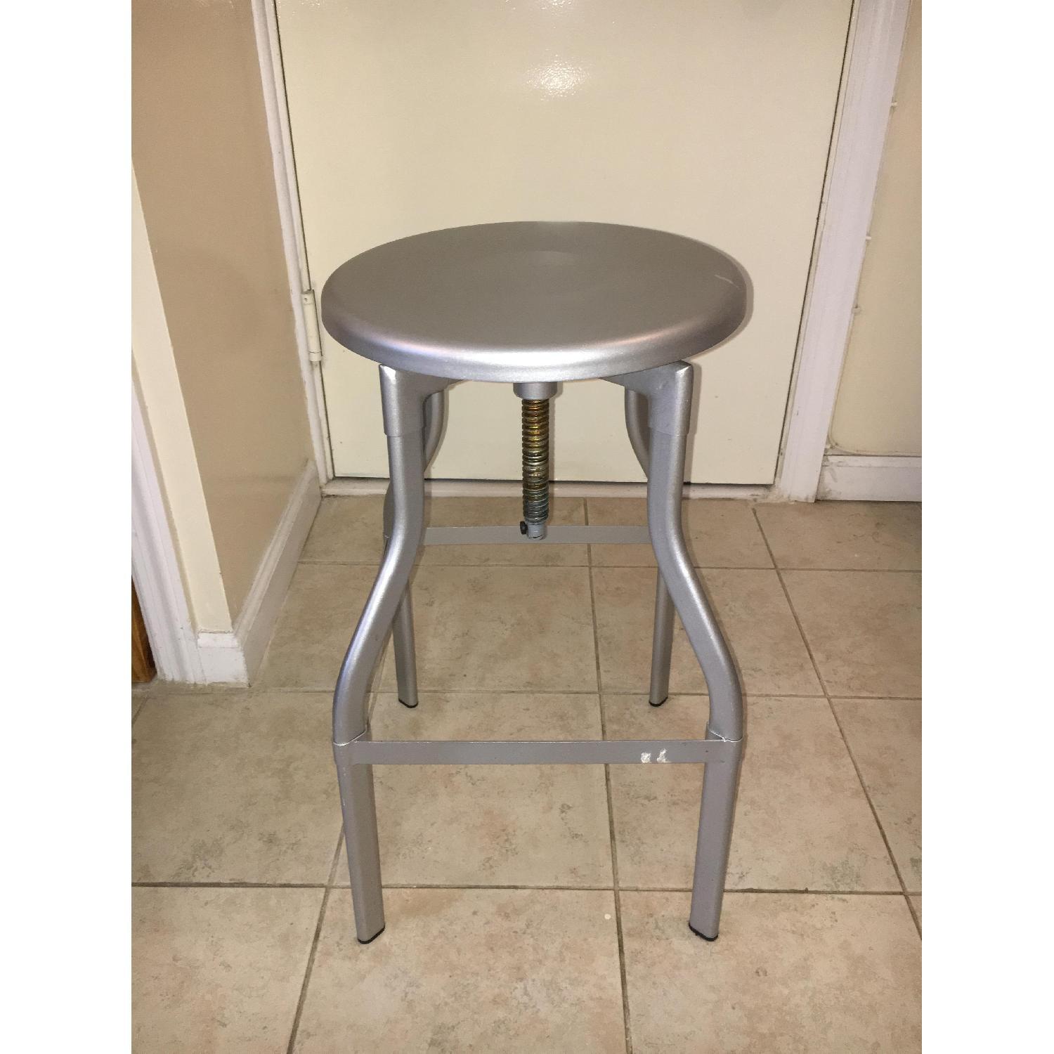 Crate & Barrel Turner Gunmetal Adjustable Backless Barstools - image-2