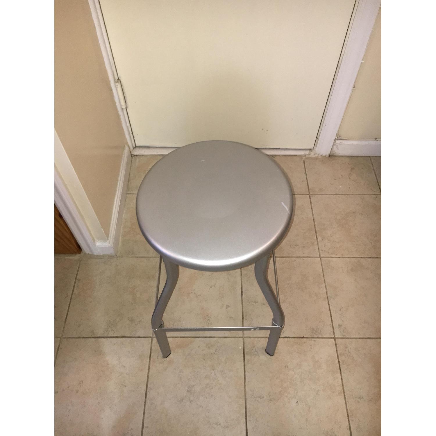 Crate & Barrel Turner Gunmetal Adjustable Backless Barstools - image-3