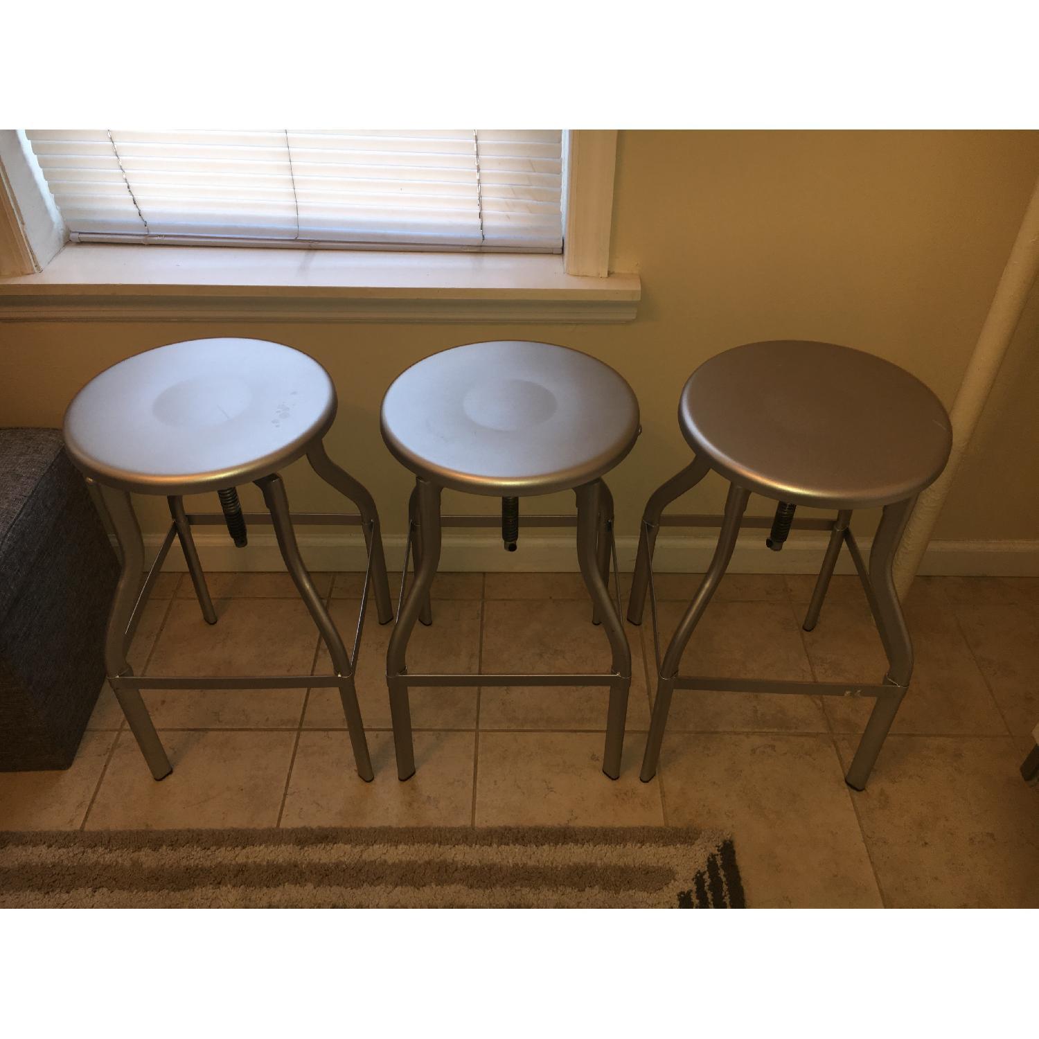 Crate & Barrel Turner Gunmetal Adjustable Backless Barstools - image-4