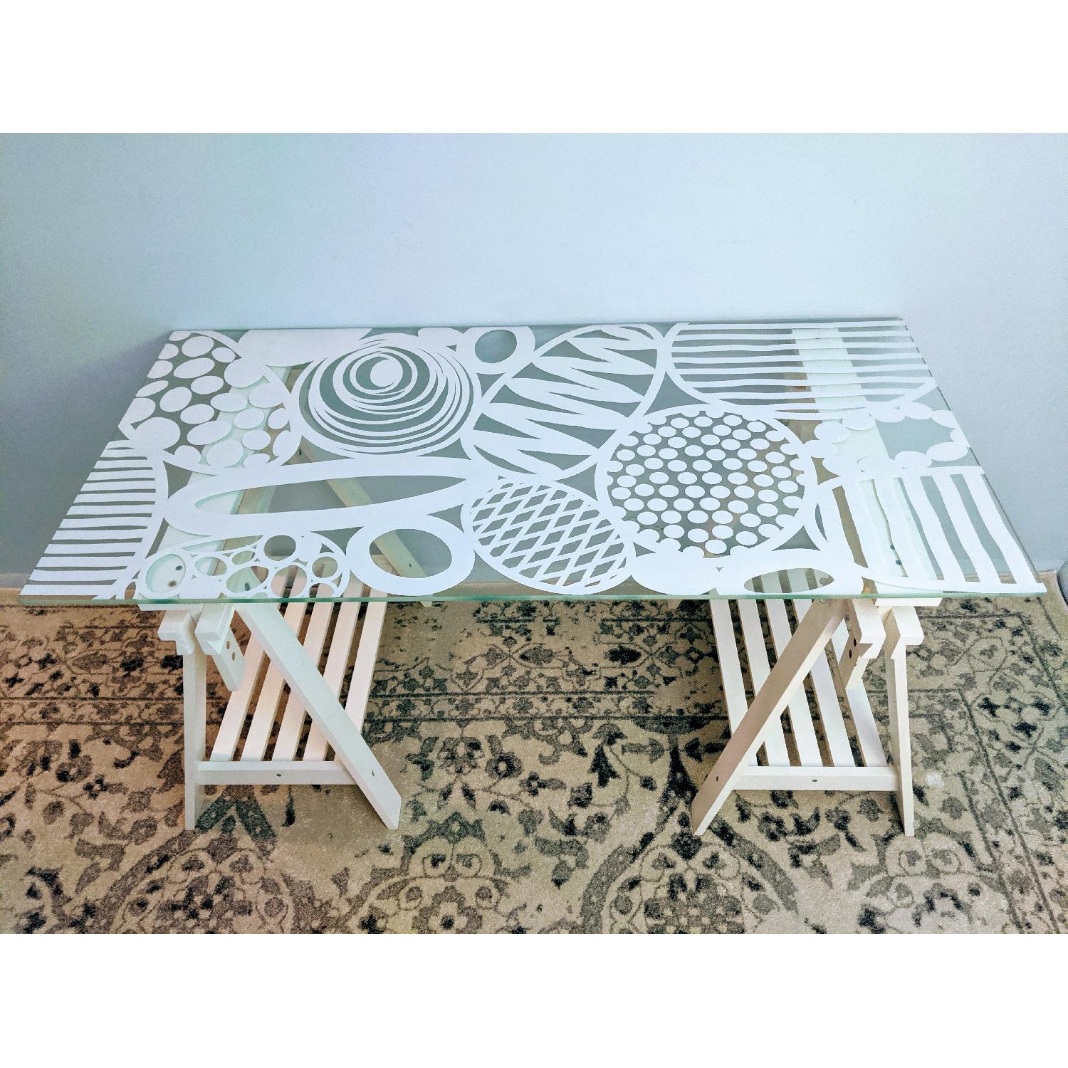 Ikea GLASHOLM Glass Dining Table / Desk AptDeco