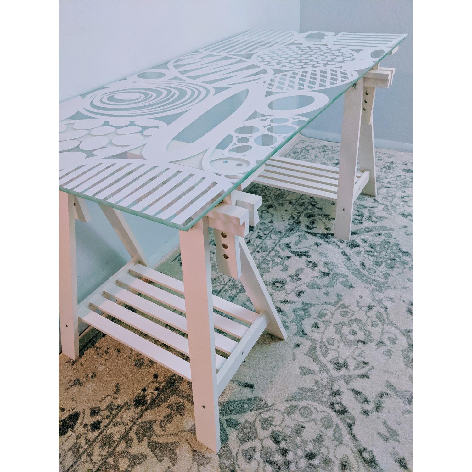 Ikea GLASHOLM Glass Dining Table / Desk AptDeco