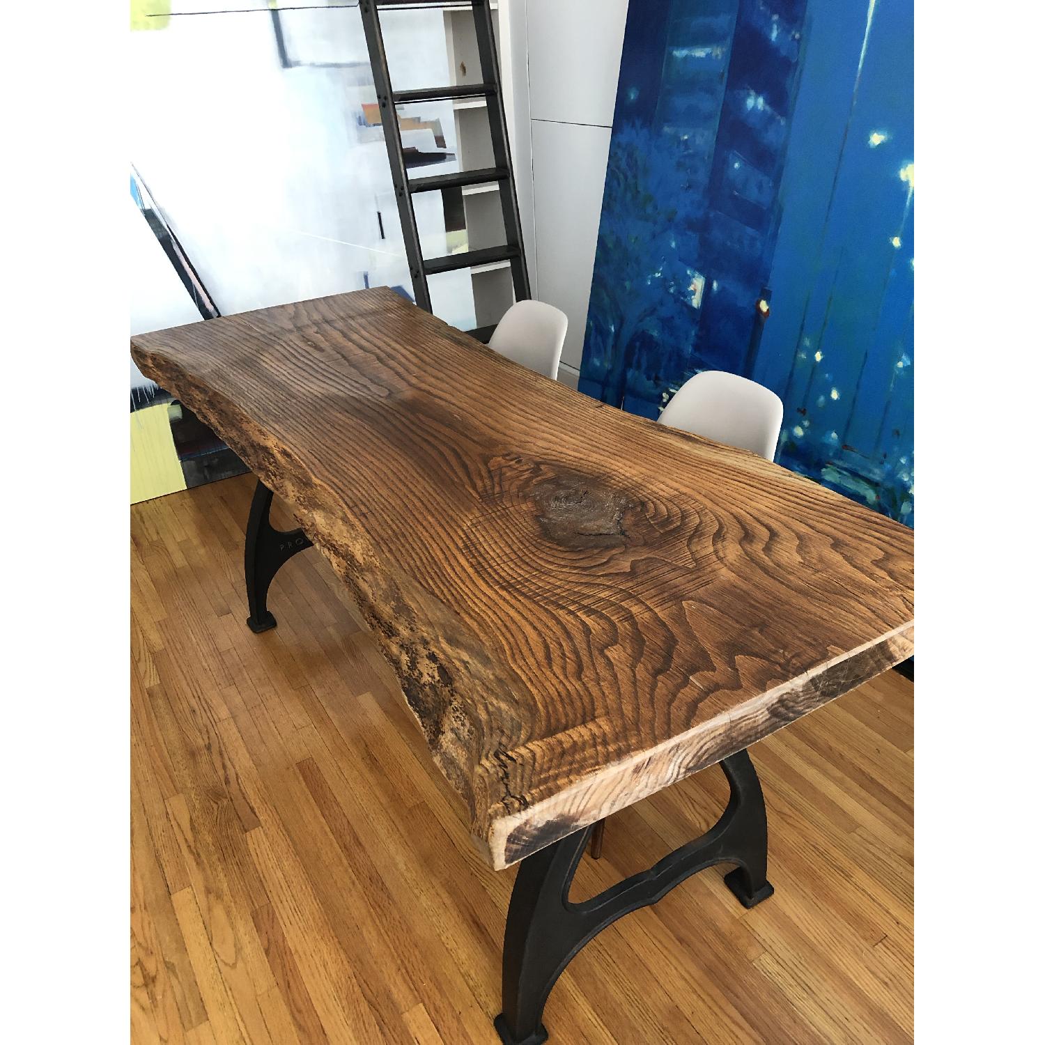 Reclaimed SOLID Oak wood rectangular dining table 70 x 22.5" - image-1
