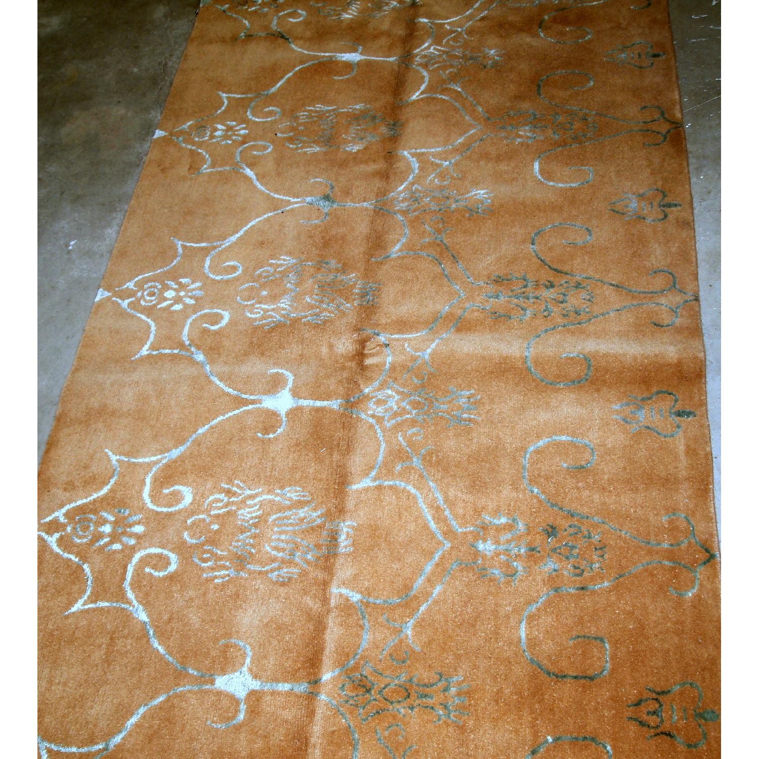 Handmade vintage Tibetan Modern runner with silk, 1B769 - image-5