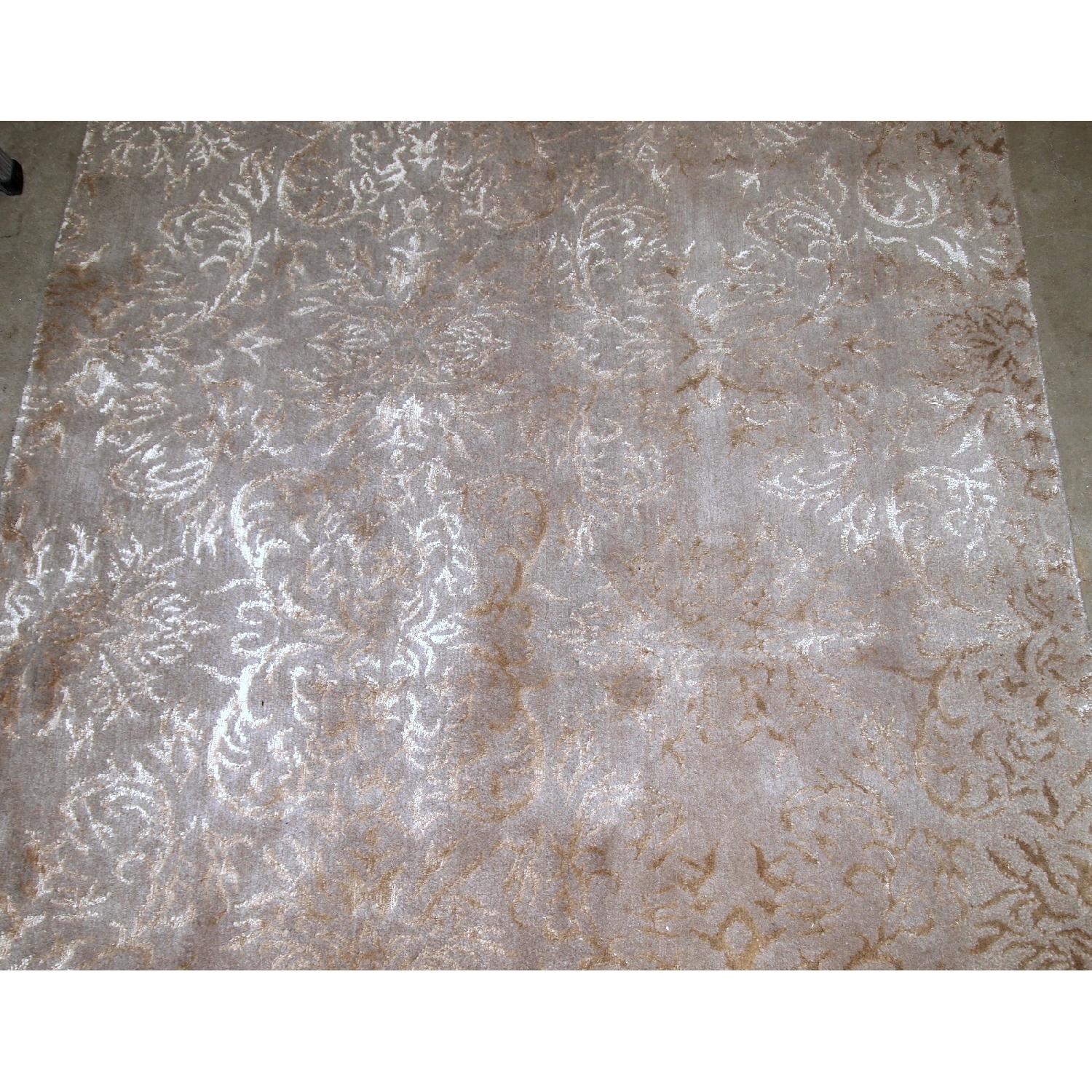 Handmade vintage Tibetan Modern runner with silk, 1B770 - image-5