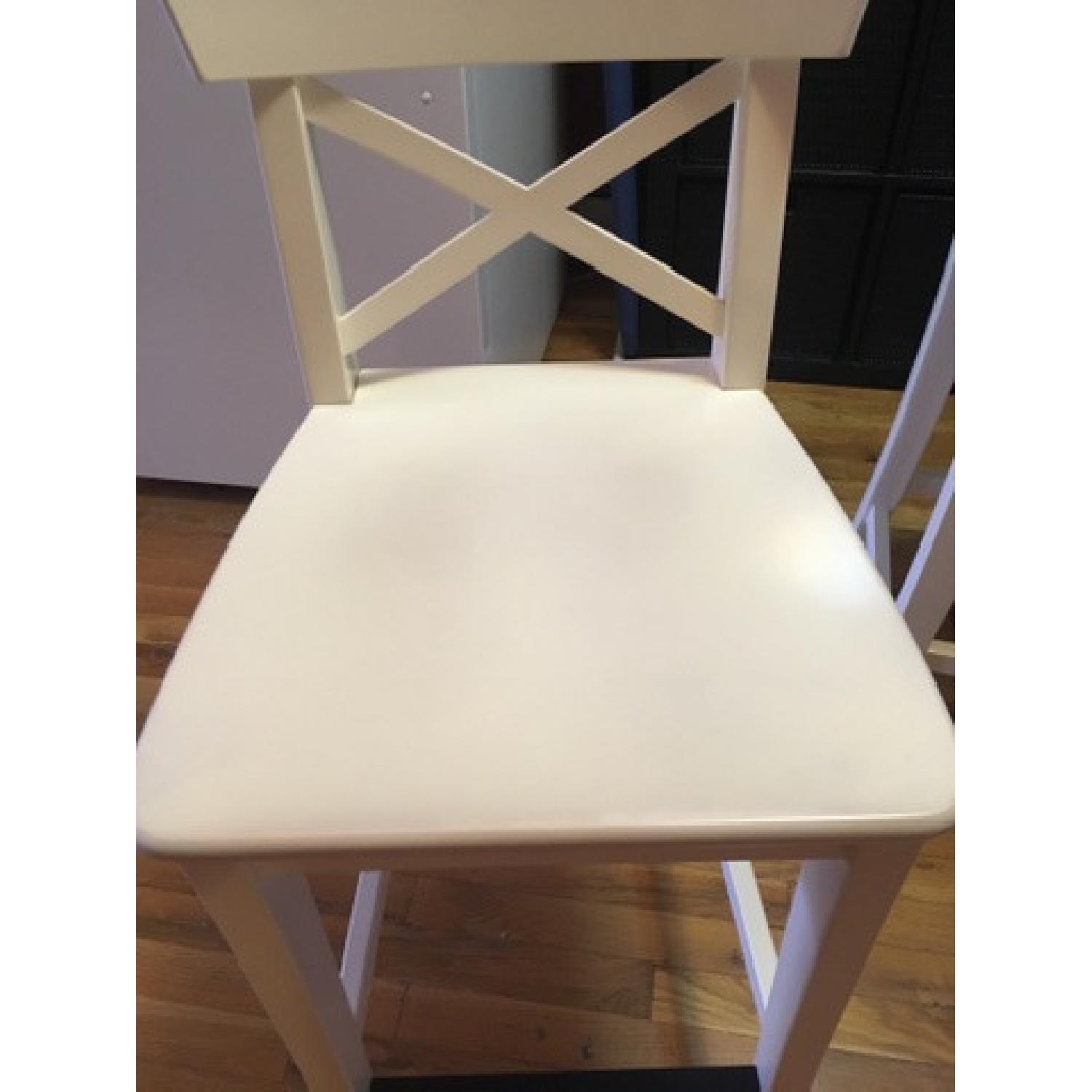 Ikea Ingolf White Bar Stools w/ Backrest AptDeco
