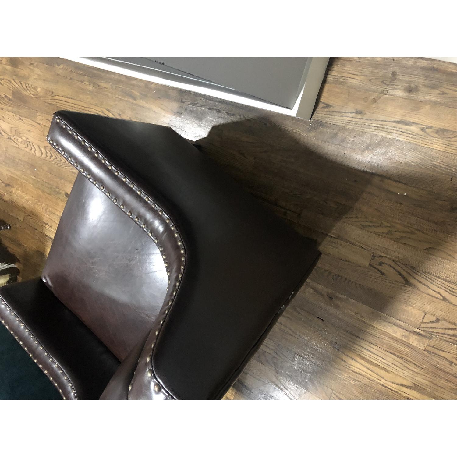 Leather and metal chair and ottoman - image-3