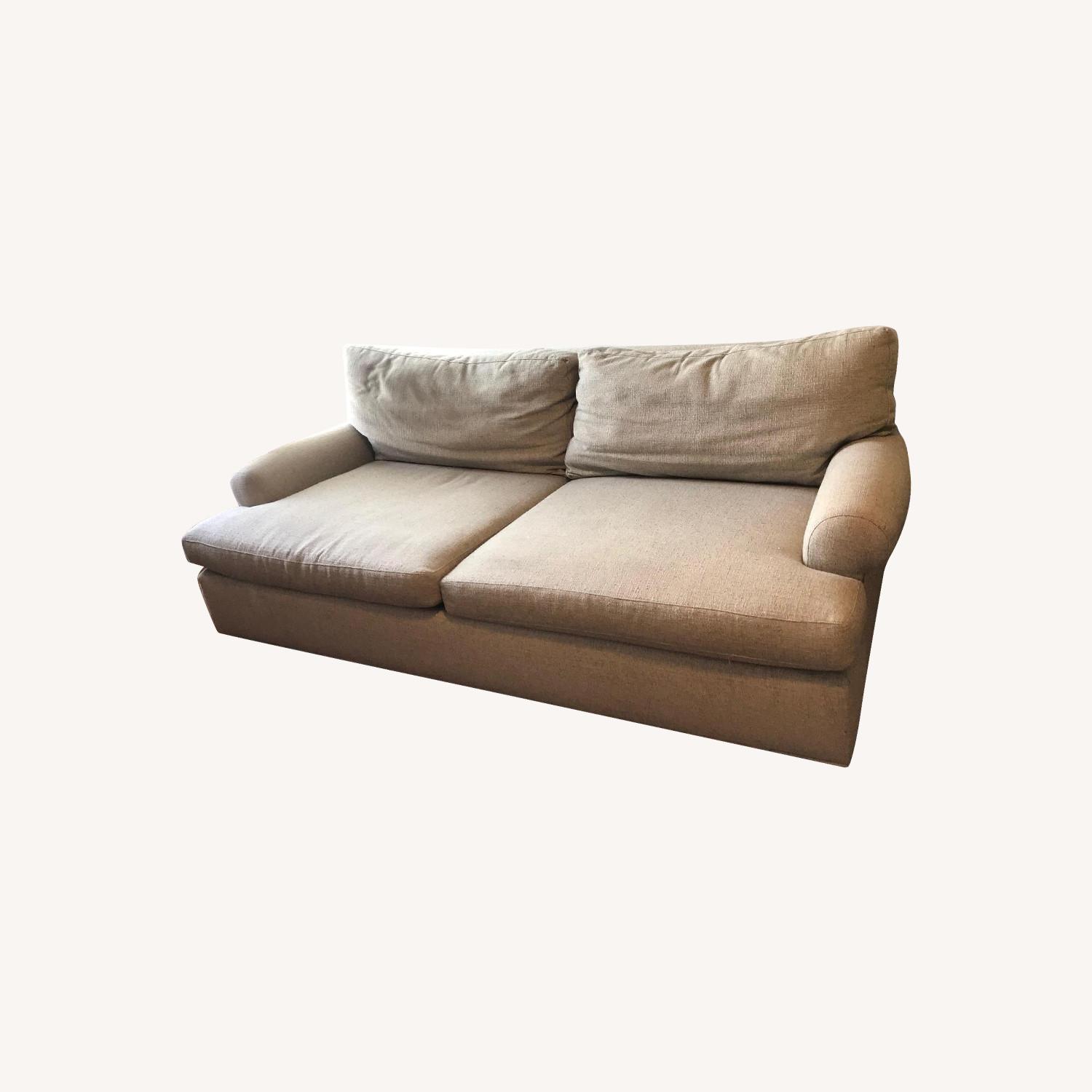 Crate & Barrel Grey Tweed Sofa AptDeco