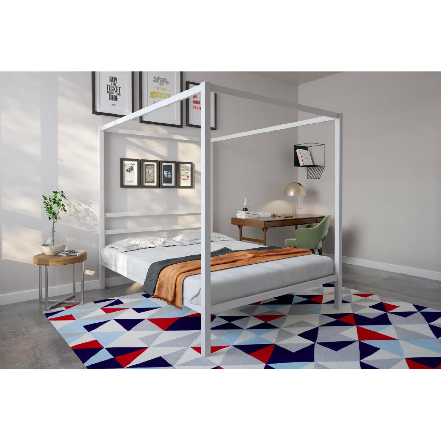 White Canopy Bed - Queen Size - image-3