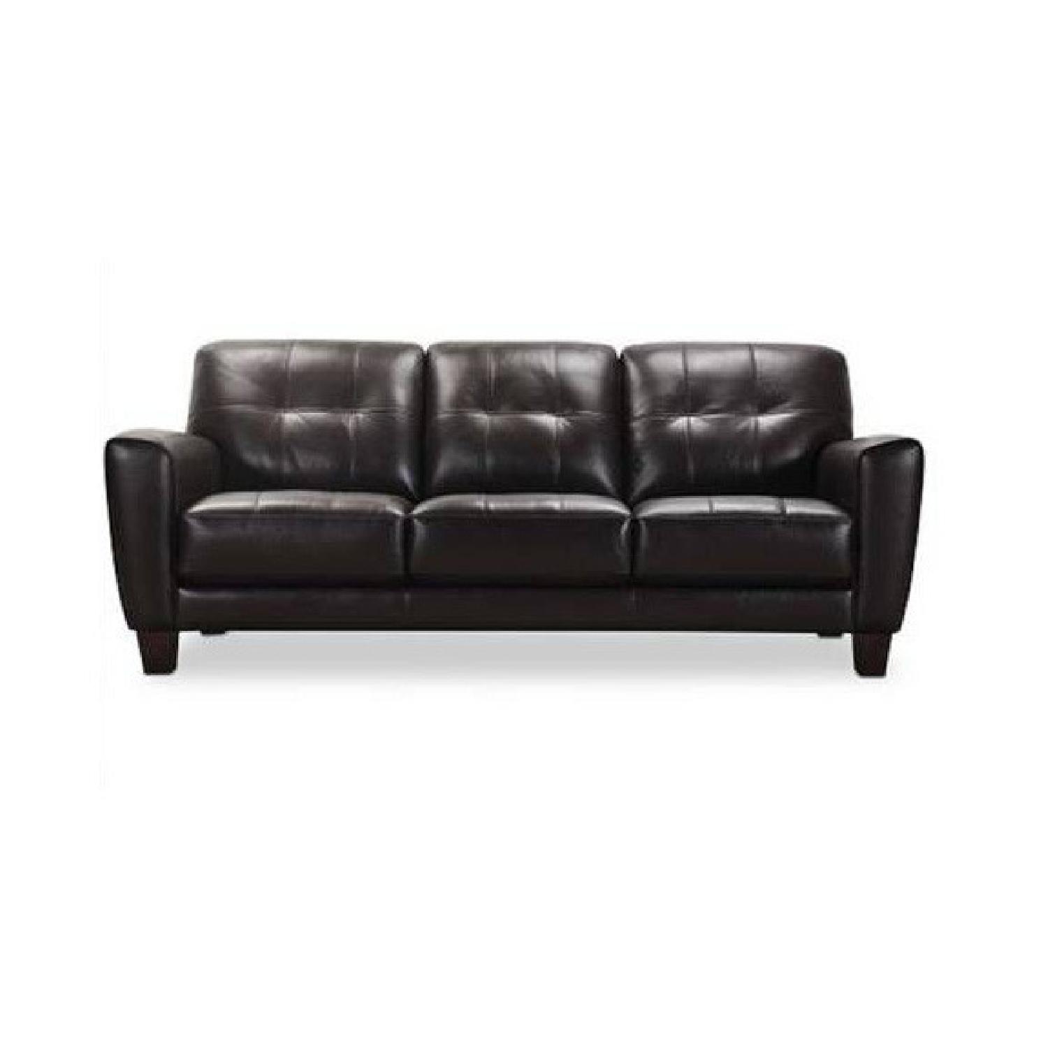 Macys Kaleb Leather Sofa and Recliner set AptDeco