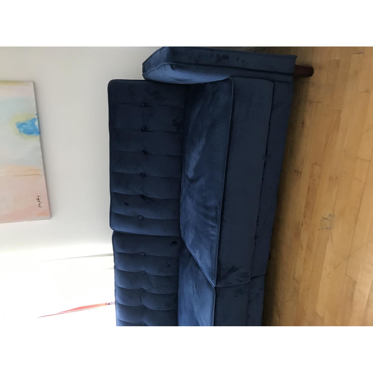 Crushed Blue Velvet Sofa - image-1