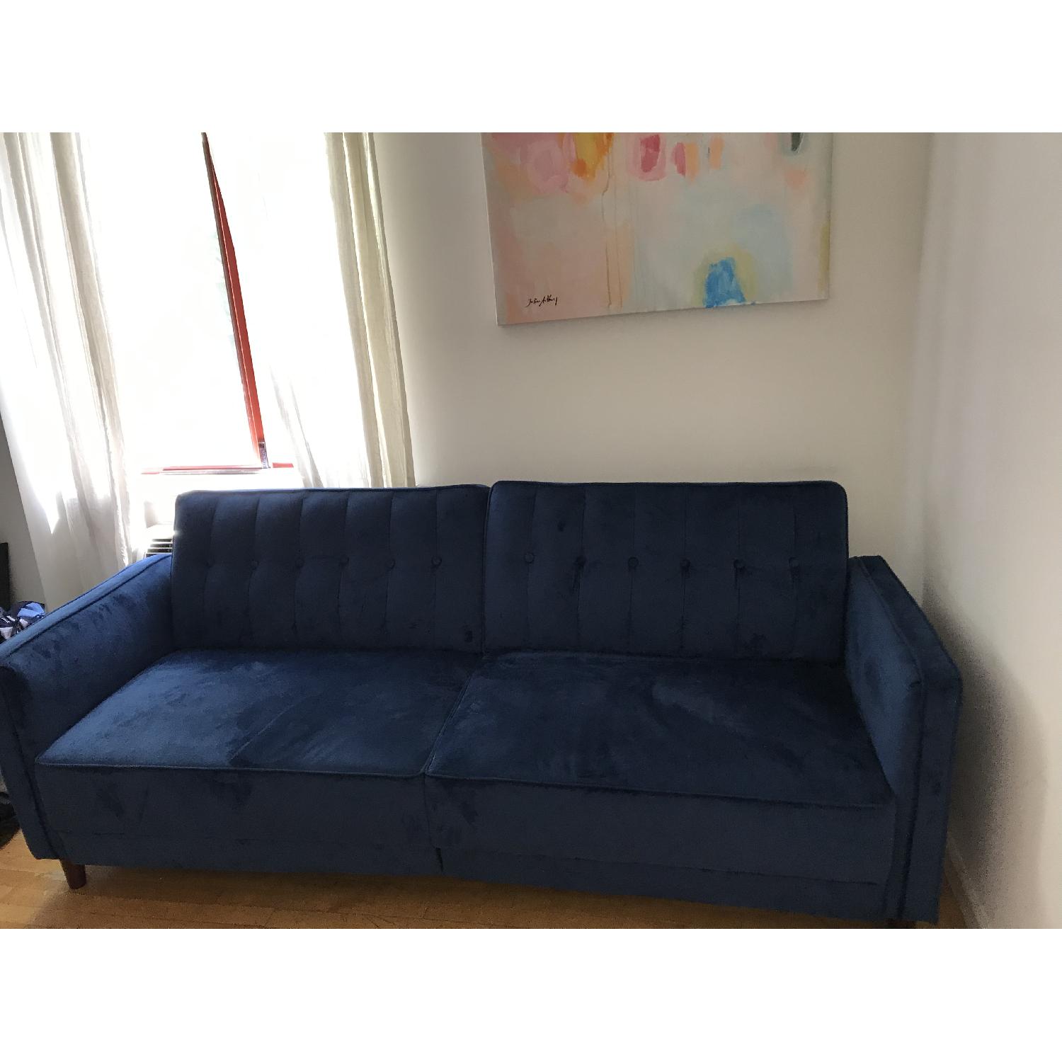 Crushed Blue Velvet Sofa - image-2