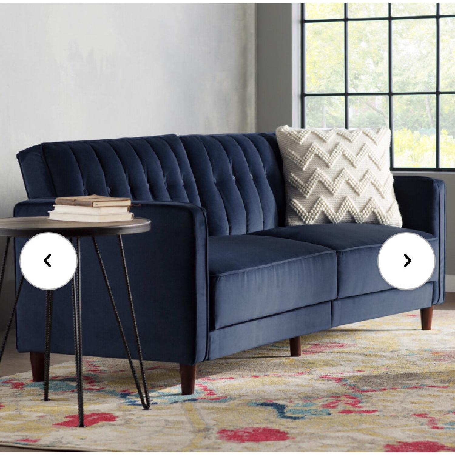 Crushed Blue Velvet Sofa - image-5