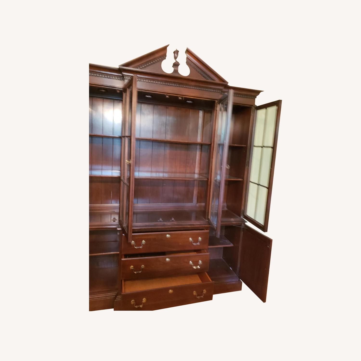 Ethan Allen Dark Brown Wood China Cabinet - image-0