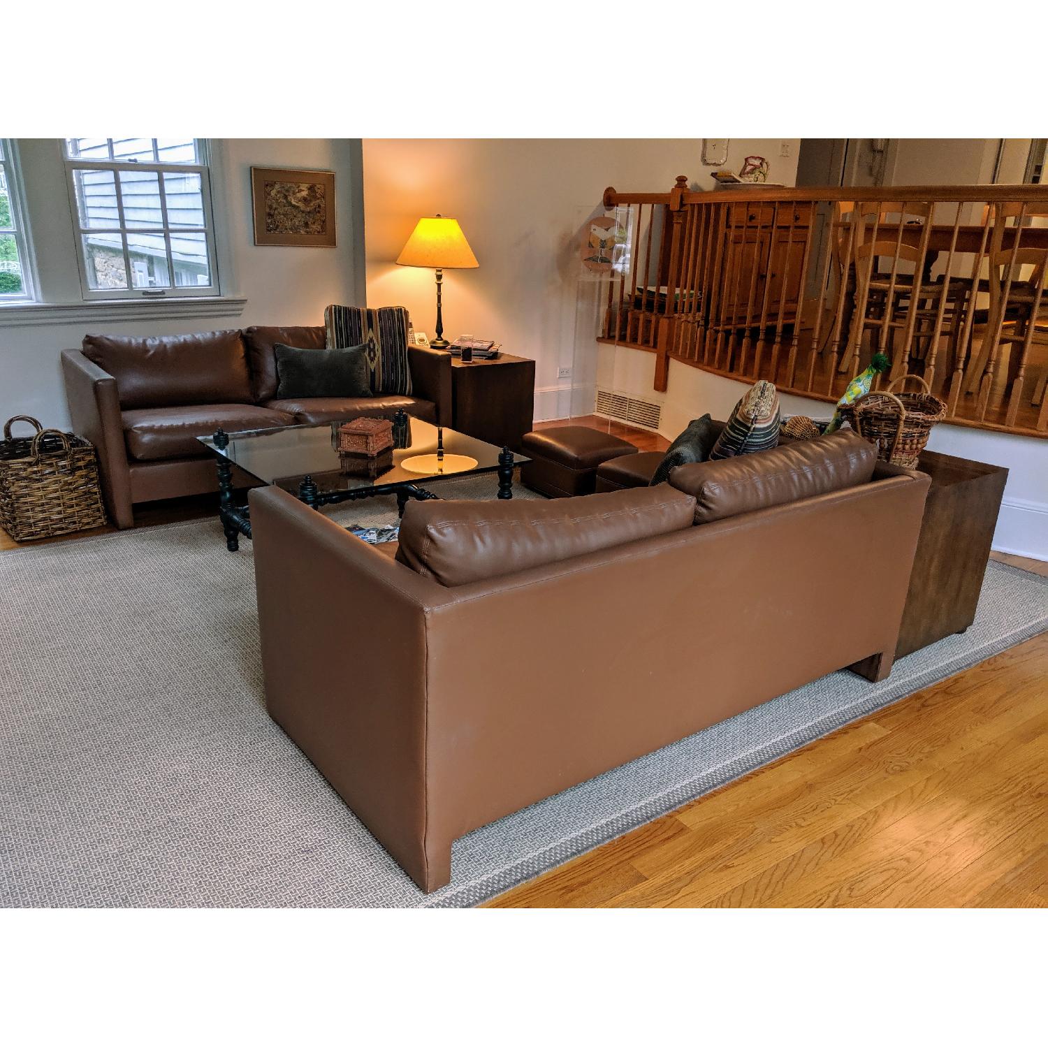 MidCentury Modern Brown Leather LowProfile Sofas AptDeco
