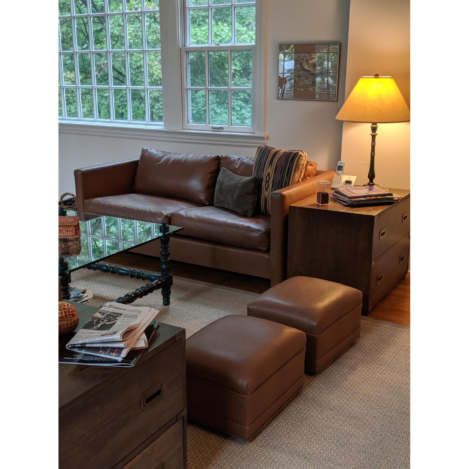 MidCentury Modern Brown Leather LowProfile Sofas AptDeco