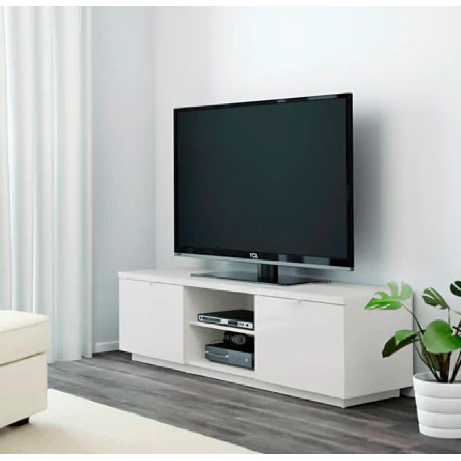 Ikea White Lacquered Media Cabinet - image-1