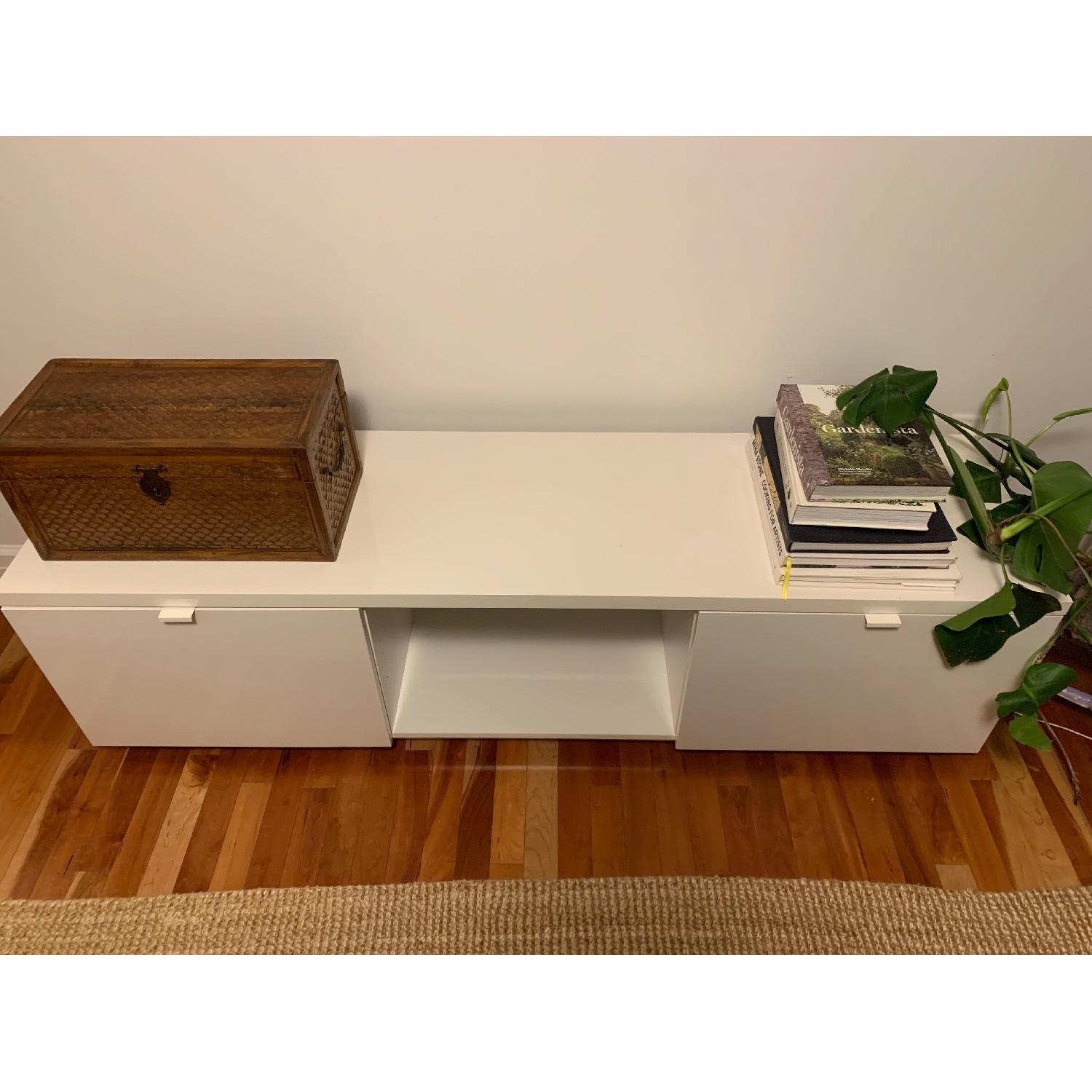 Ikea White Lacquered Media Cabinet - image-4
