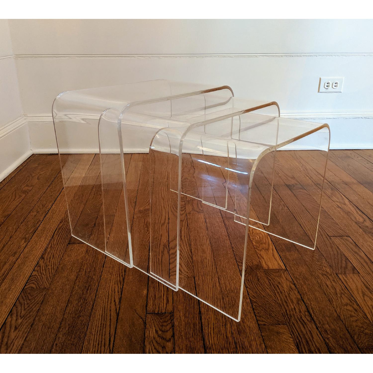 Vintage Minimalist Lucite Waterfall Nesting Tables - image-1