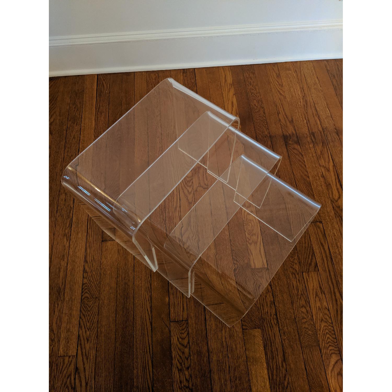 Vintage Minimalist Lucite Waterfall Nesting Tables - image-3