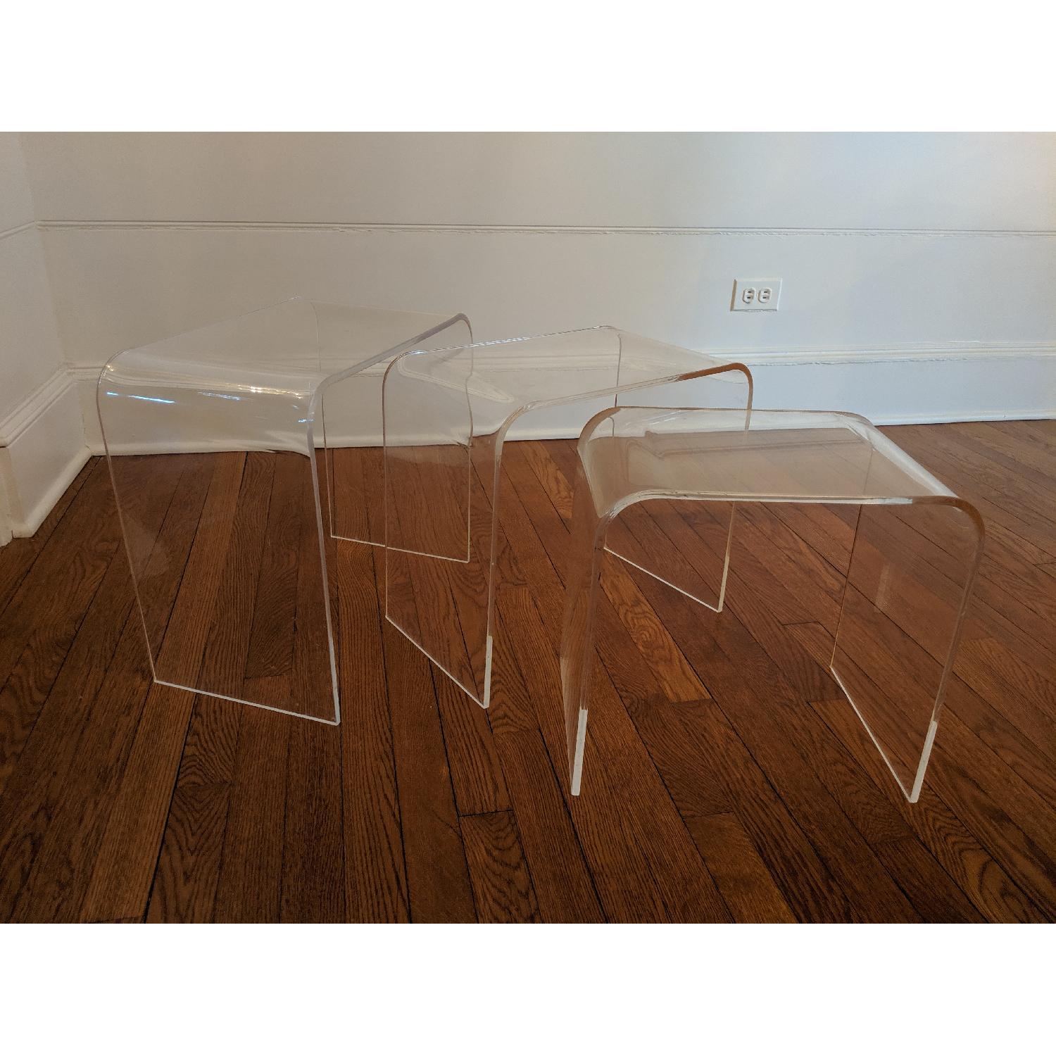Vintage Minimalist Lucite Waterfall Nesting Tables - image-2
