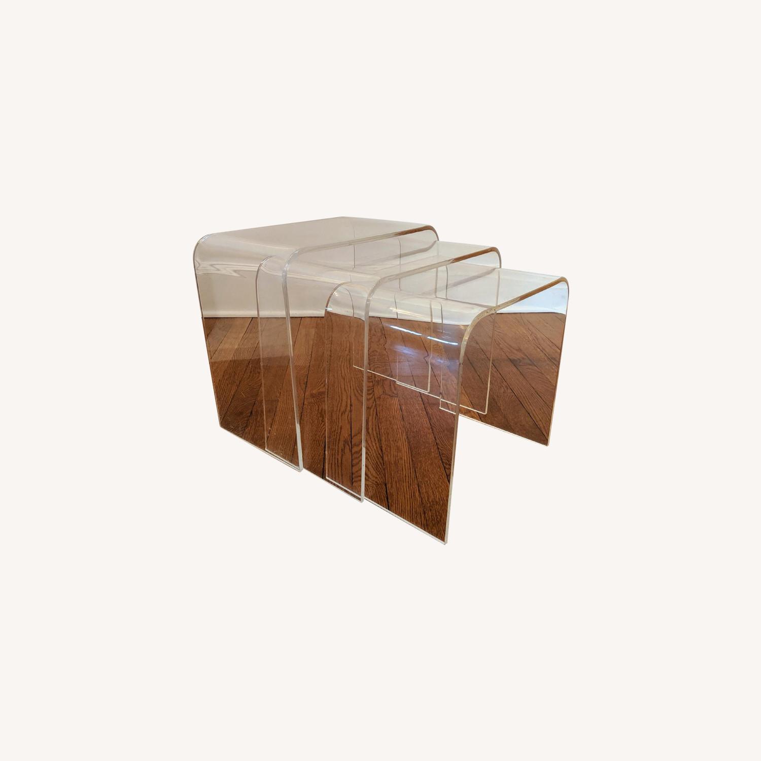 Vintage Minimalist Lucite Waterfall Nesting Tables - image-0