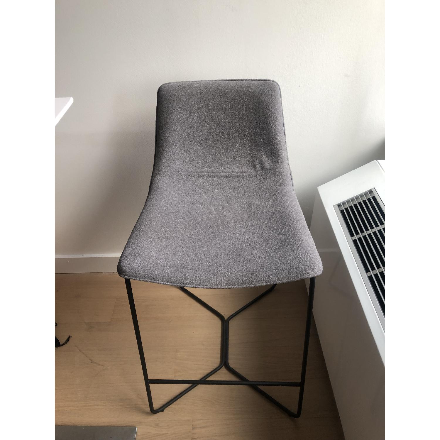 West Elm Slope Grey Upholstered Bar Stools AptDeco