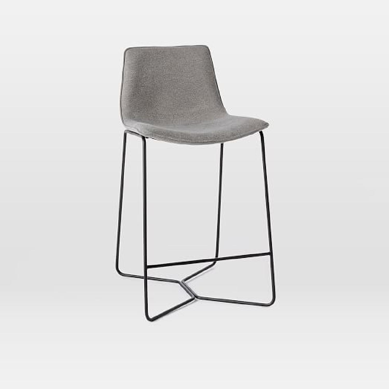West Elm Slope Grey Upholstered Bar Stools AptDeco