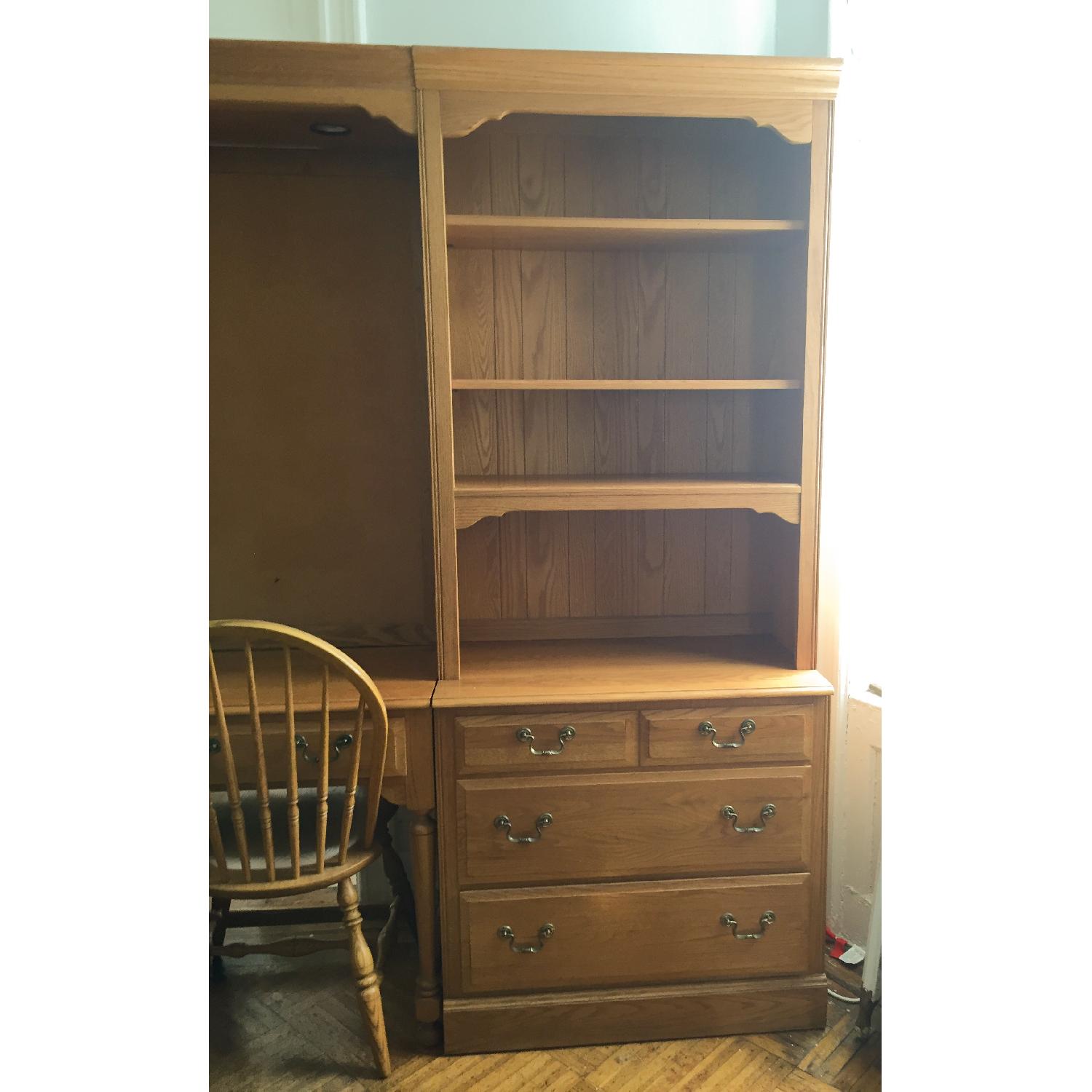 Ethan Allen Canterbury Oak Chippendale Home Office Desk - image-2