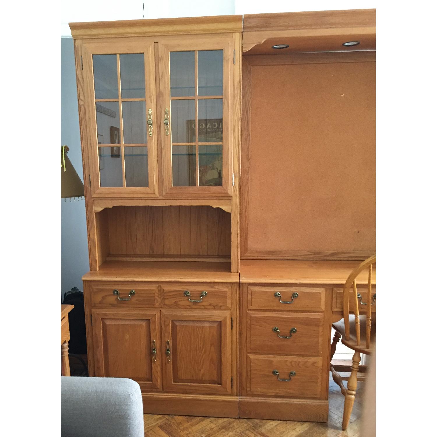 Ethan Allen Canterbury Oak Chippendale Home Office Desk - image-4