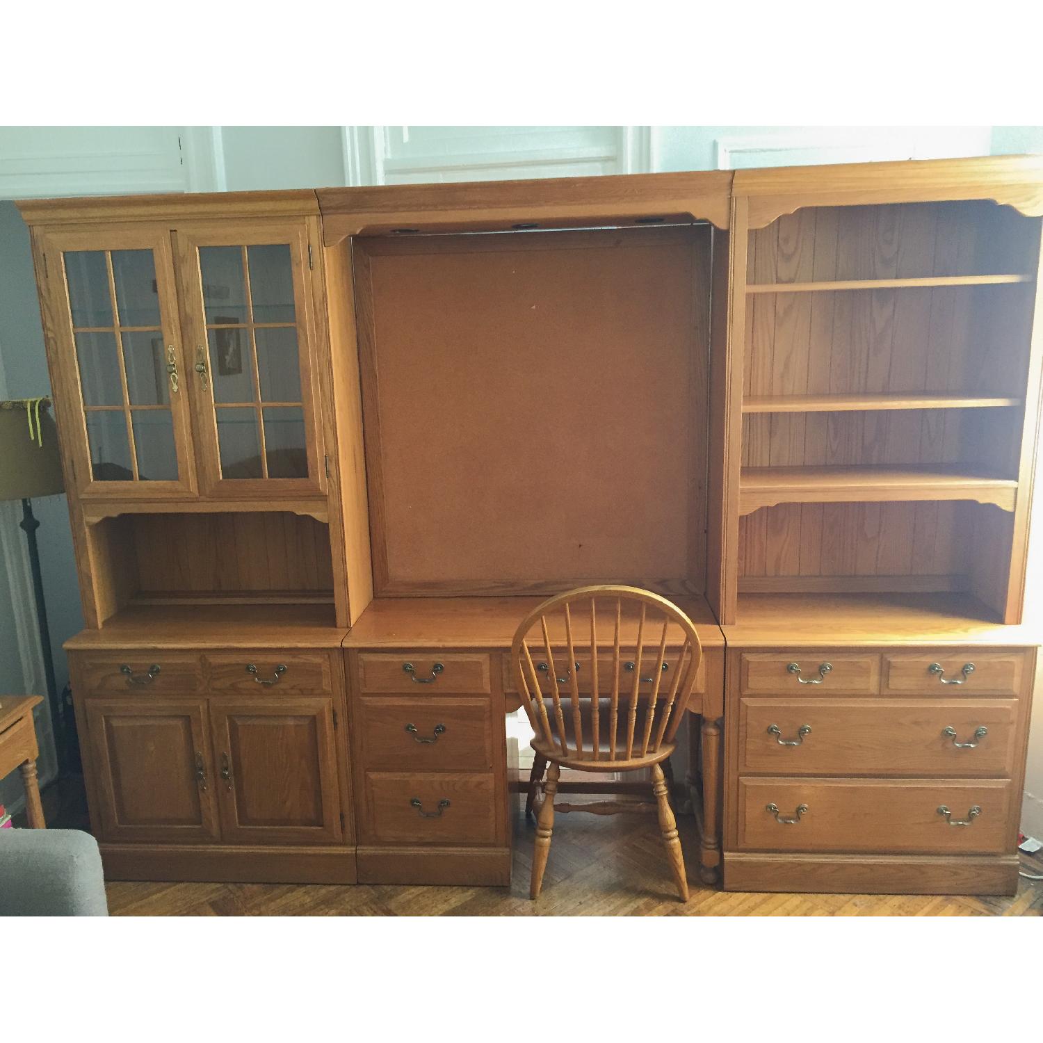 Ethan Allen Canterbury Oak Chippendale Home Office Desk - image-13