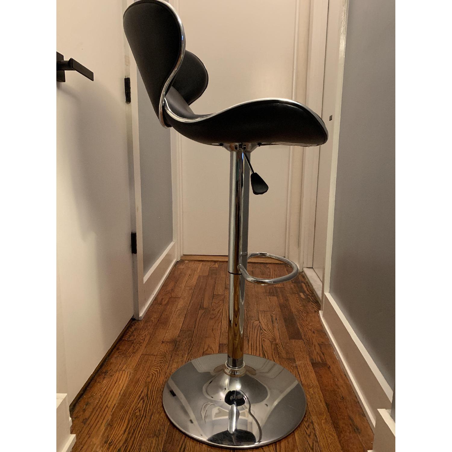Black leather w/ chrome accents barstools - image-3