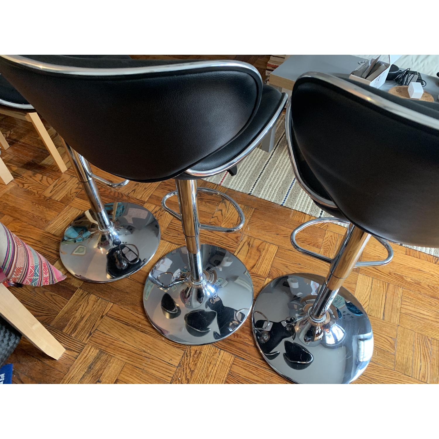 Black leather w/ chrome accents barstools - image-5