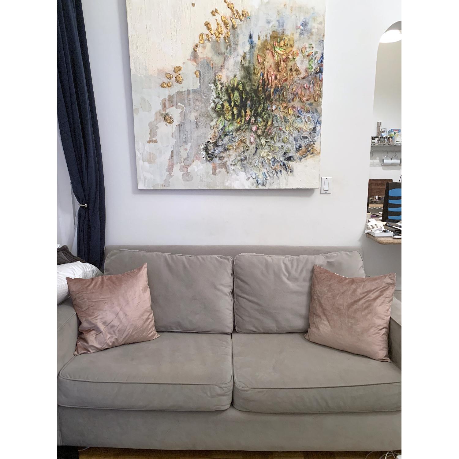 West Elm Velvet Dove Gray Henry Sofa - image-1