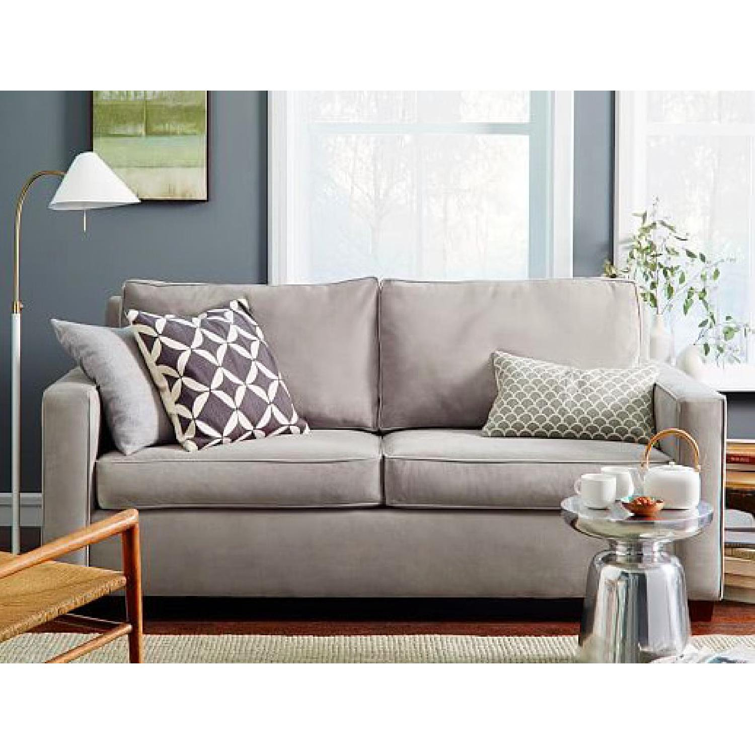 West Elm Velvet Dove Gray Henry Sofa - image-2