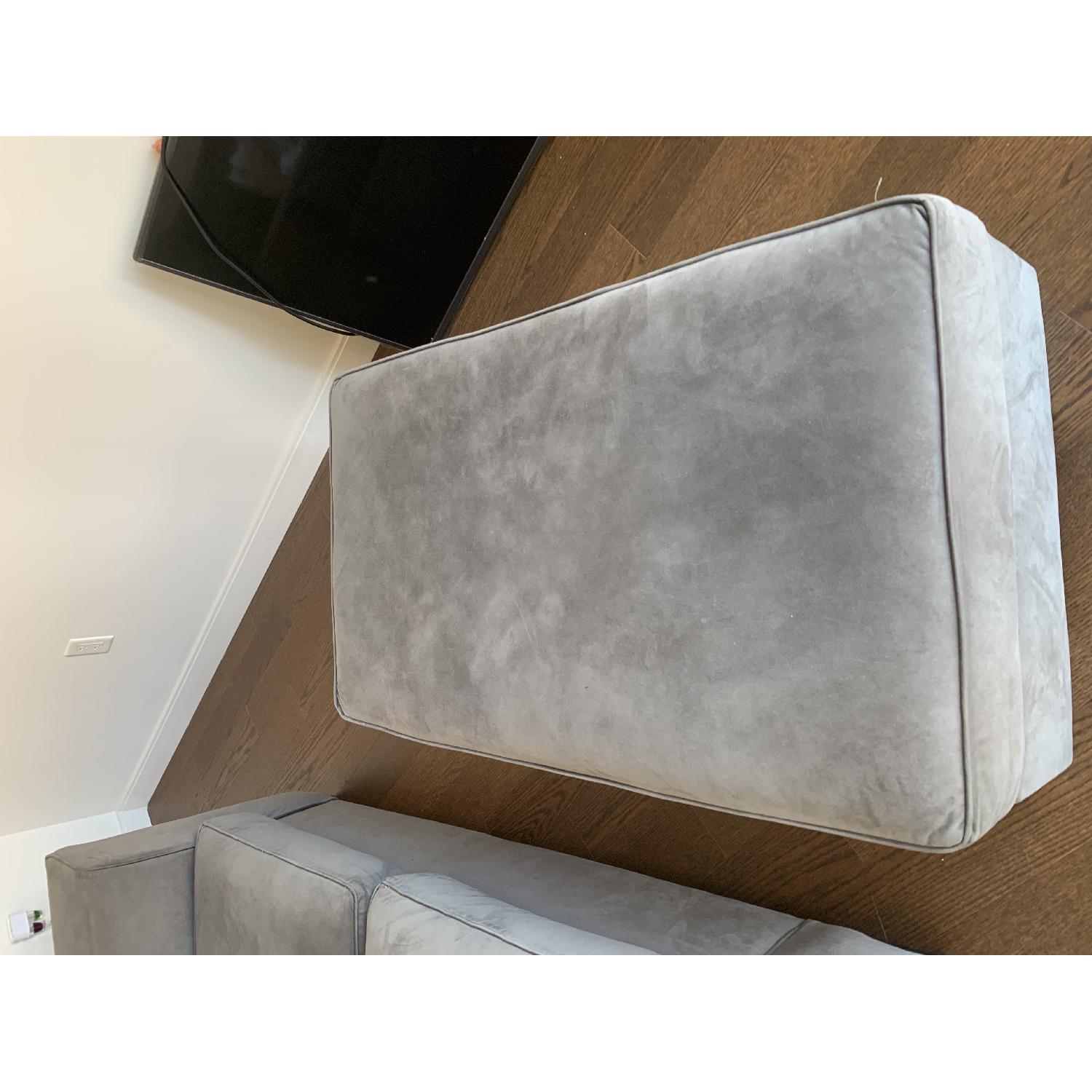 Grey loveseats and ottoman - image-2
