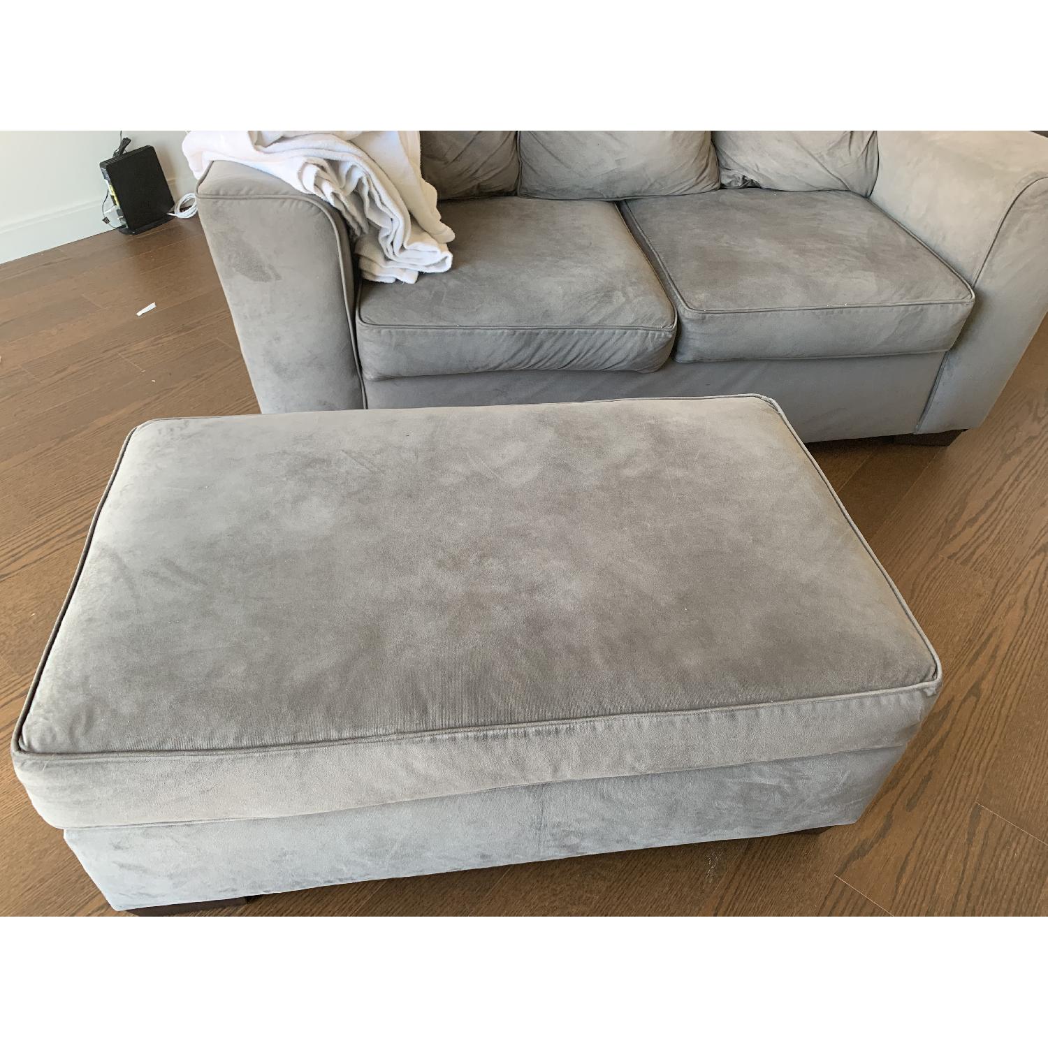 Grey loveseats and ottoman - image-6