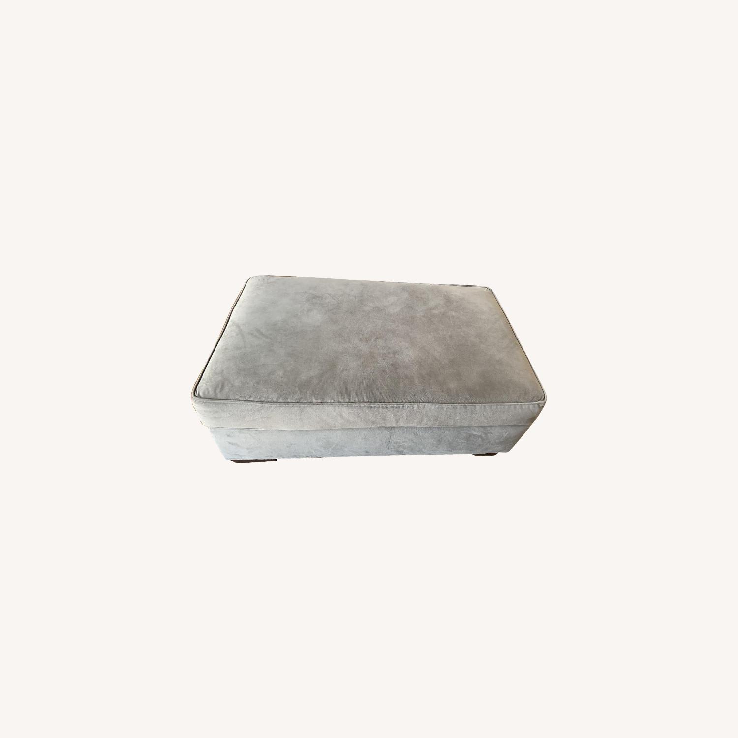 Grey loveseats and ottoman - image-0