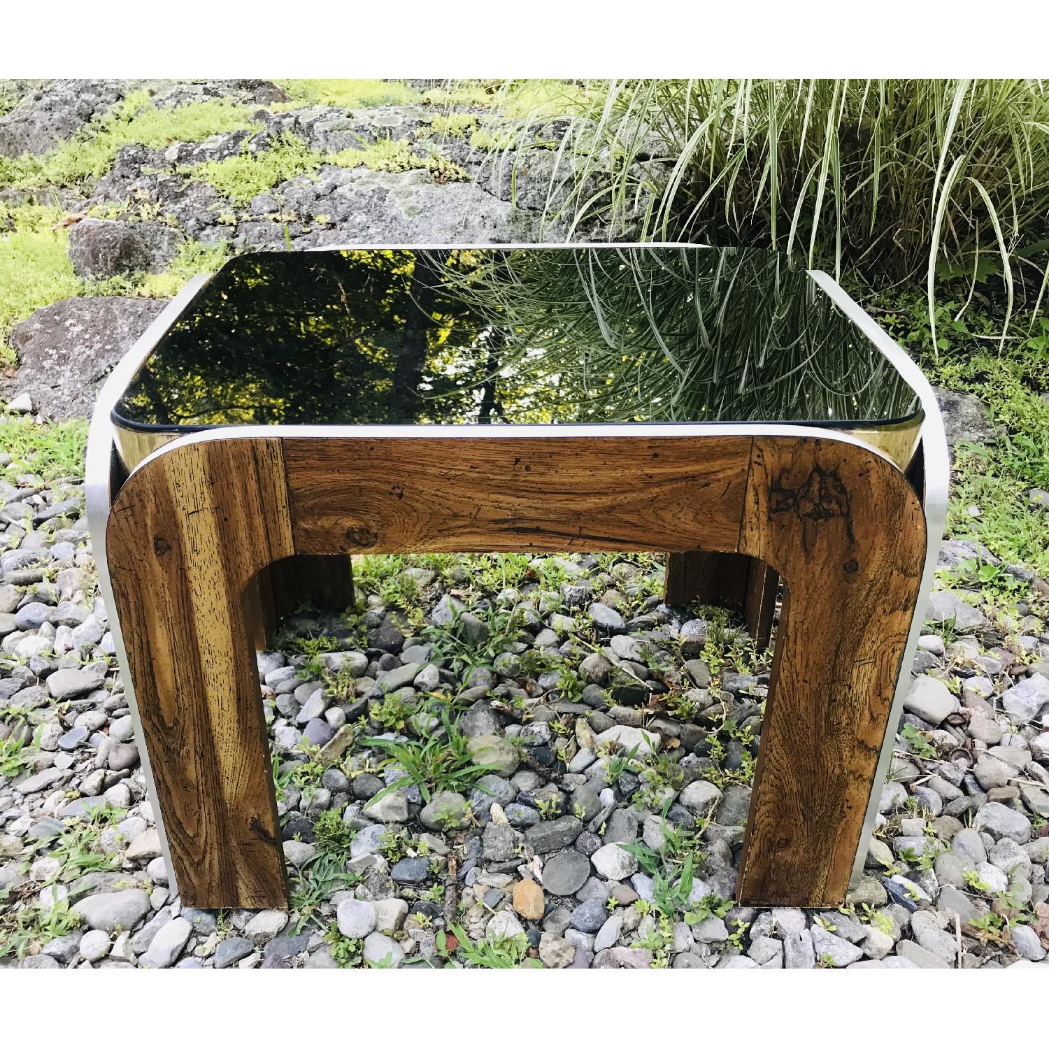 Vinitage Deco Style Coffee Table w/ Smoked Glass Top - image-1