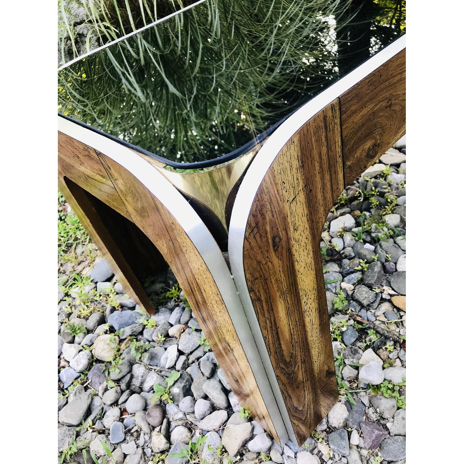 Vinitage Deco Style Coffee Table w/ Smoked Glass Top - image-2