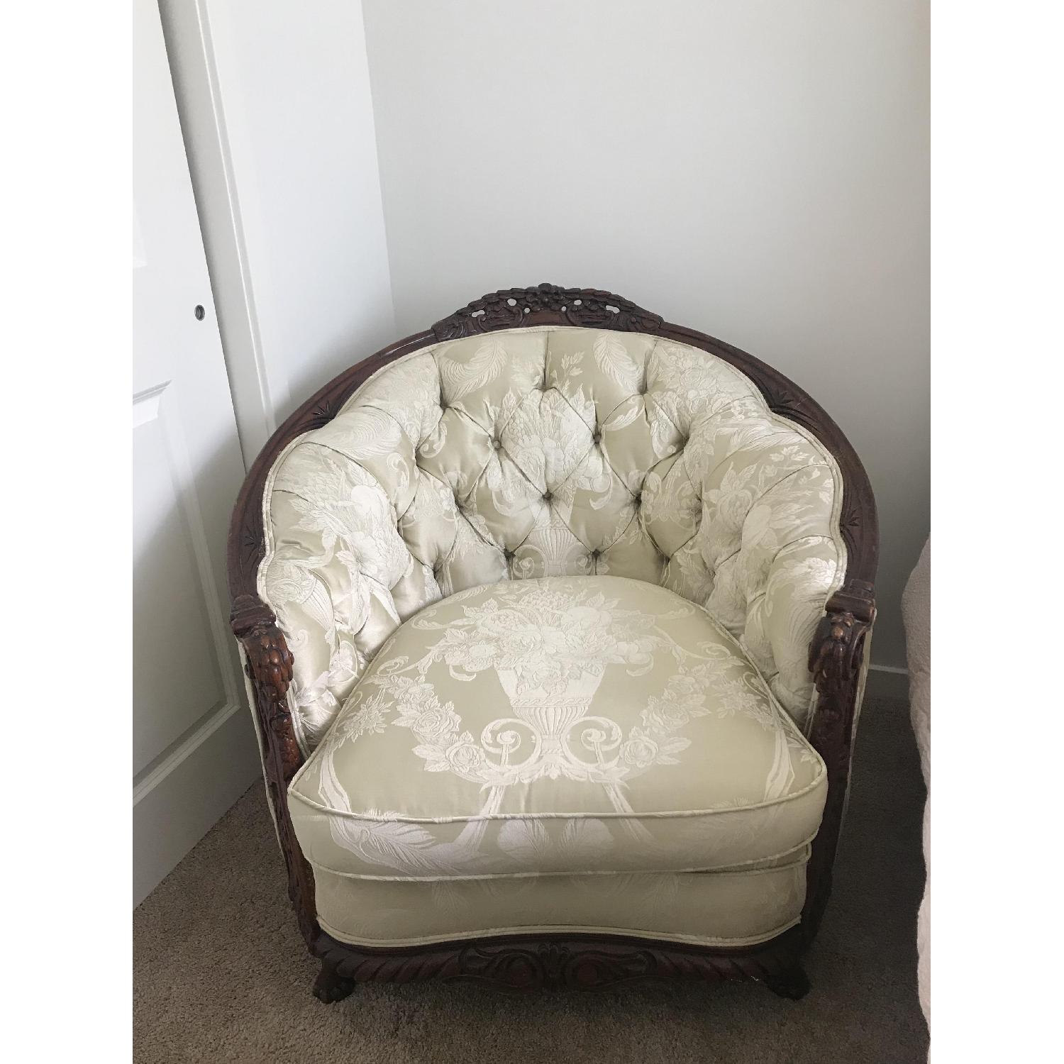 Antique Tufted Accent Chair - image-1