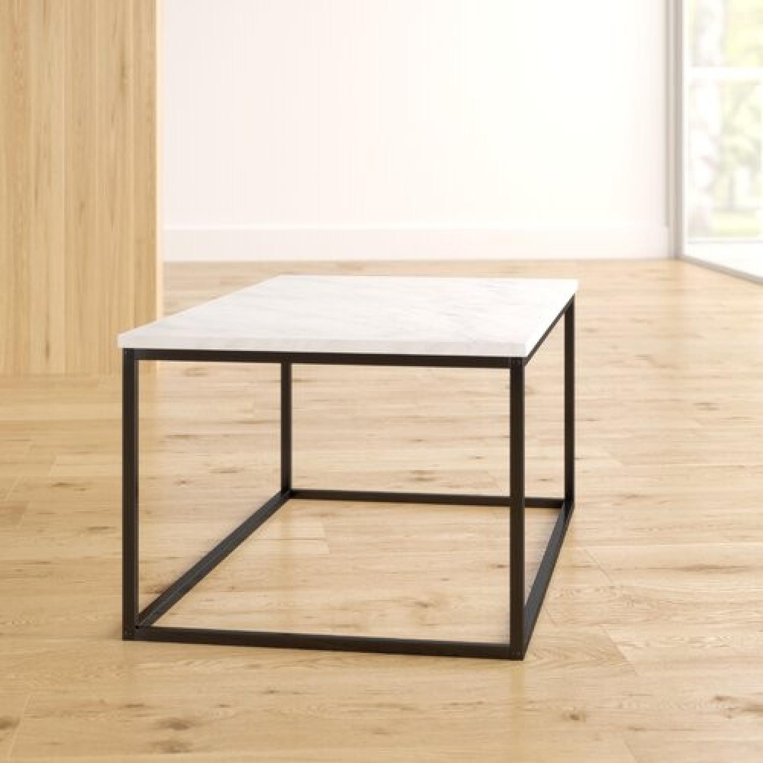 Dorian White Marble Top/Metal Frame Coffee Table - image-2