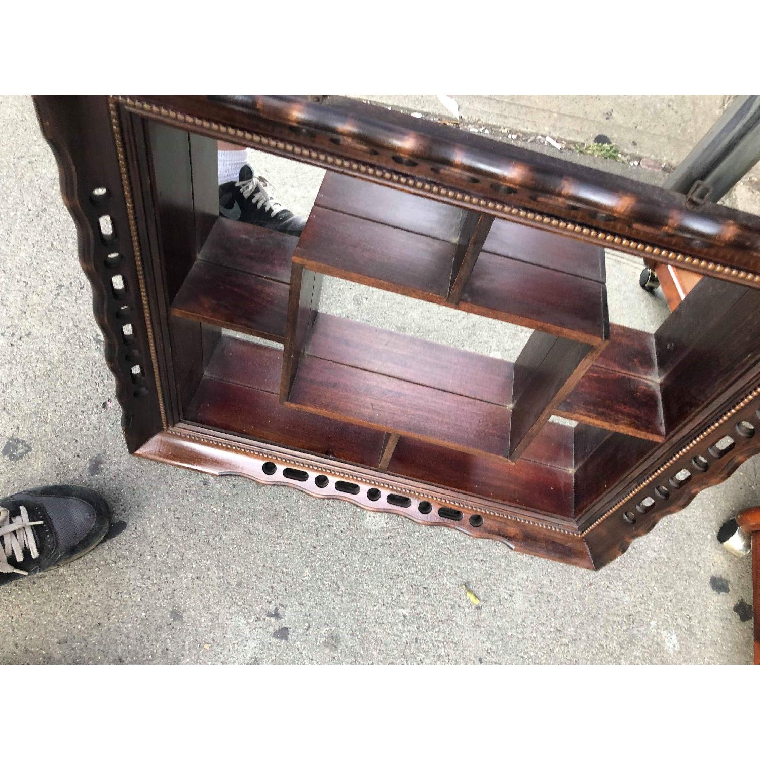 Antique 1940s Mahogany Knick Knack Shelf w/ Mirror Back - image-9