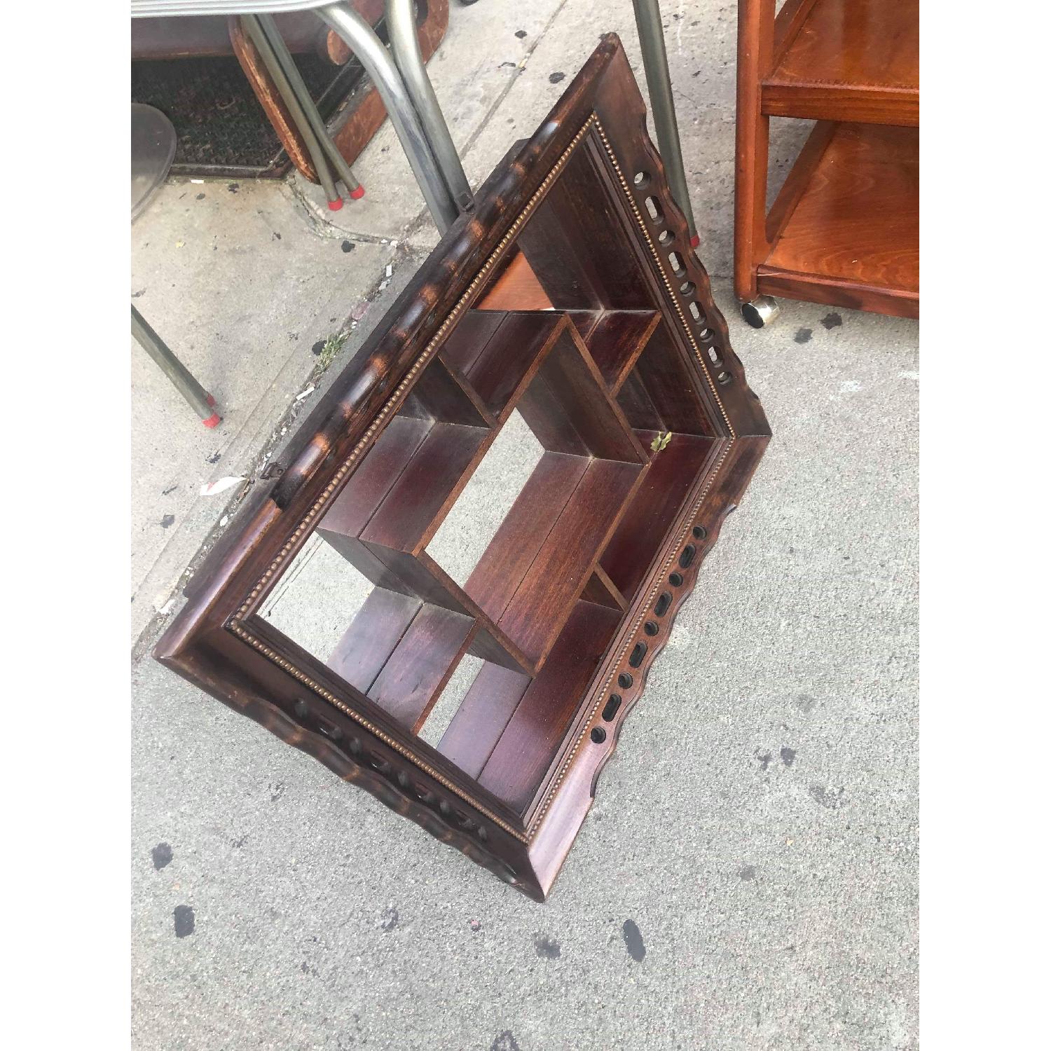 Antique 1940s Mahogany Knick Knack Shelf w/ Mirror Back - image-12