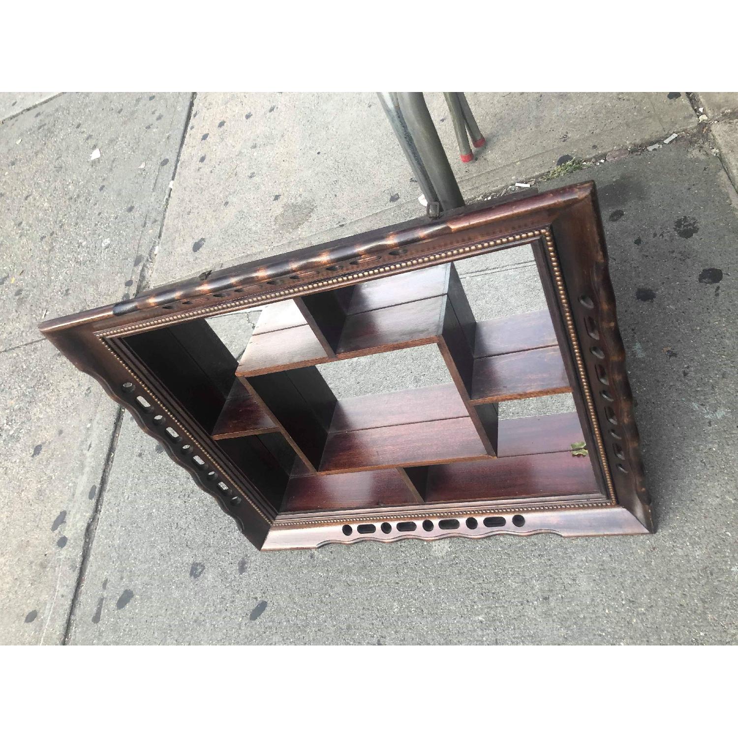 Antique 1940s Mahogany Knick Knack Shelf w/ Mirror Back - image-11